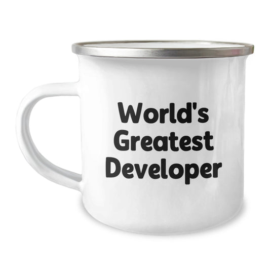 Funny Quote Developer Gifts from Mom - World's Greatest Developer Camping Mug for Men, Unique Mother's Day Unique Gifts for Developer Friends and Family - Image 1