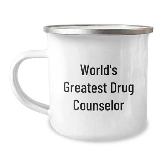 Funny World's Greatest Drug Counselor Gifts from Mom for Mother's Day Camping Mugs, Perfect for Drug Counselor Friends, Unique Drug Counselor Gifts, Stainless Steel Enamel Finish, 12 oz Capacity - Image 1