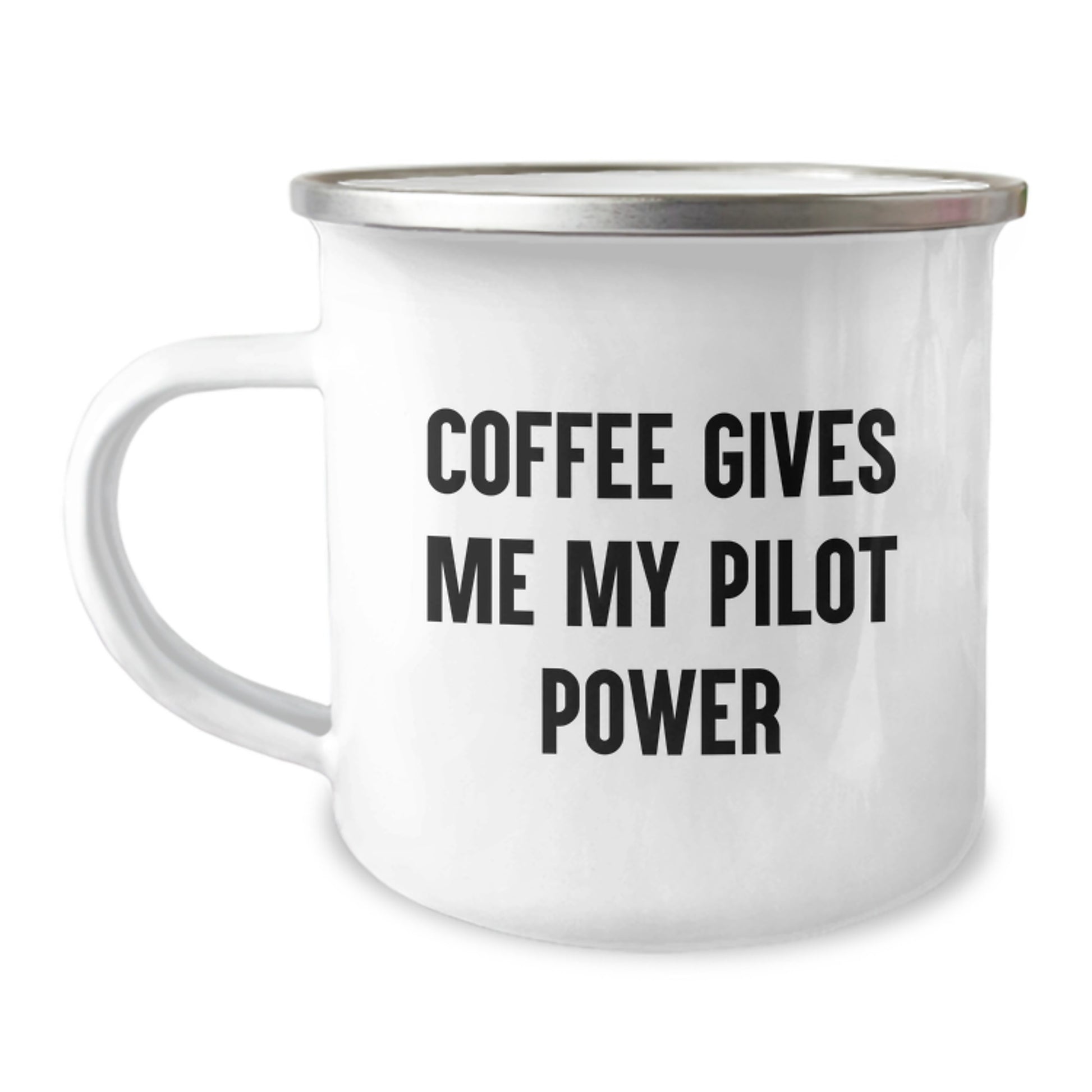 Pilot Gifts for Men, Funny Camping Mug from Friends, 'Coffee Gives Me My Pilot Power' for Graduation - Image 1