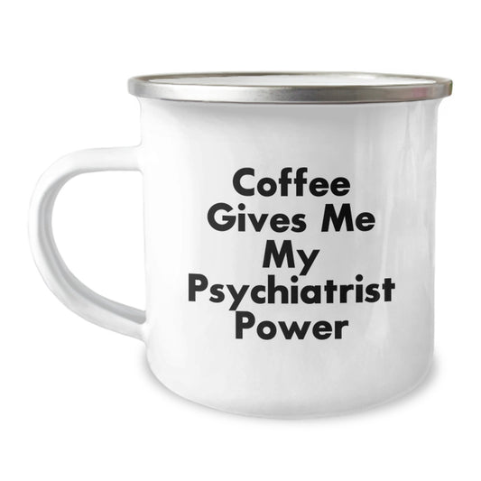 Funny Psychiatrist Gifts from Friends, Unique Graduation Mugs for Men, Coffee Lovers' Power, 'Coffee Gives Me My Psychiatrist Power' - Image 1