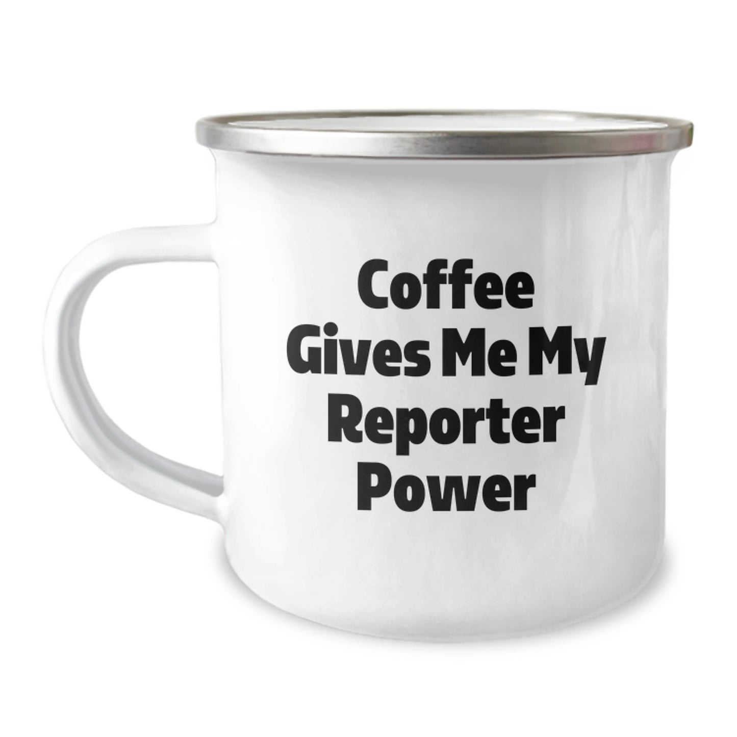 Funny Reporter Gifts from Friends for Men Camping Mug - Coffee Gives Me My Reporter Power - Image 1
