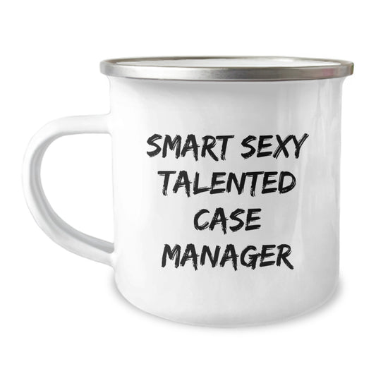 Funny Case Manager Gifts from Men, Christmas Unique Gifts for Case Managers, Camping Mug with Smart Sexy Talented Quote - Image 1