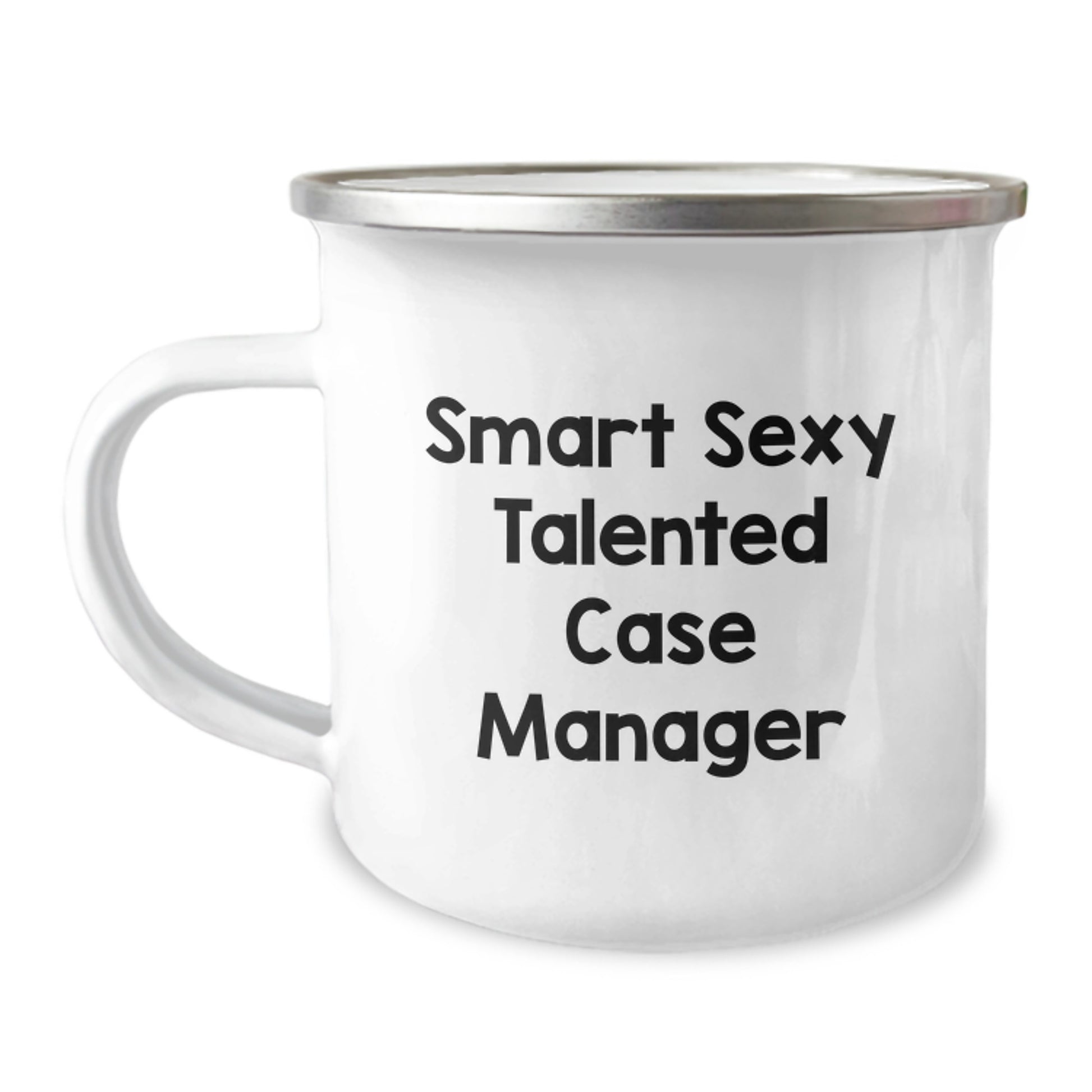 Funny Case Manager Gifts from Friends, Smart Case Manager Christmas Unique Mugs for Men, 'Smart Sexy Talented Case Manager' Enamel Camping Mug - Image 1