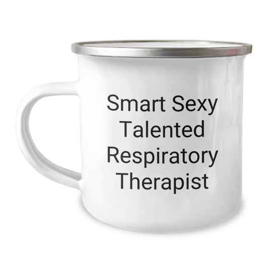 Respiratory Therapist Gifts from Friends - 'Smart Sexy Talented' Camping Mug for Graduation - Image 1