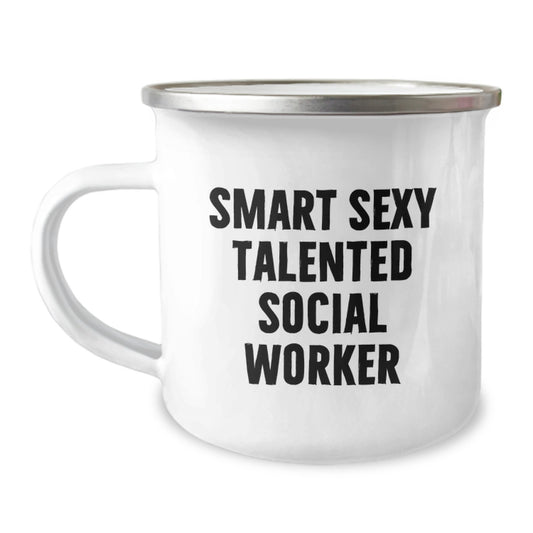 Funny Christmas Unique Gifts for Social Worker Friends and Family - Smart Sexy Talented Social Worker Camping Mug, Unique Christmas Unique Gift Ideas, Social Worker Mugs, Social Worker Coffee Mugs - Image 1
