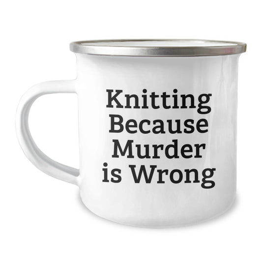 Funny Knitting Gifts for Women, Knitting Because Murder Is Wrong, Birthday Unique Gifts from Friend - Image 1