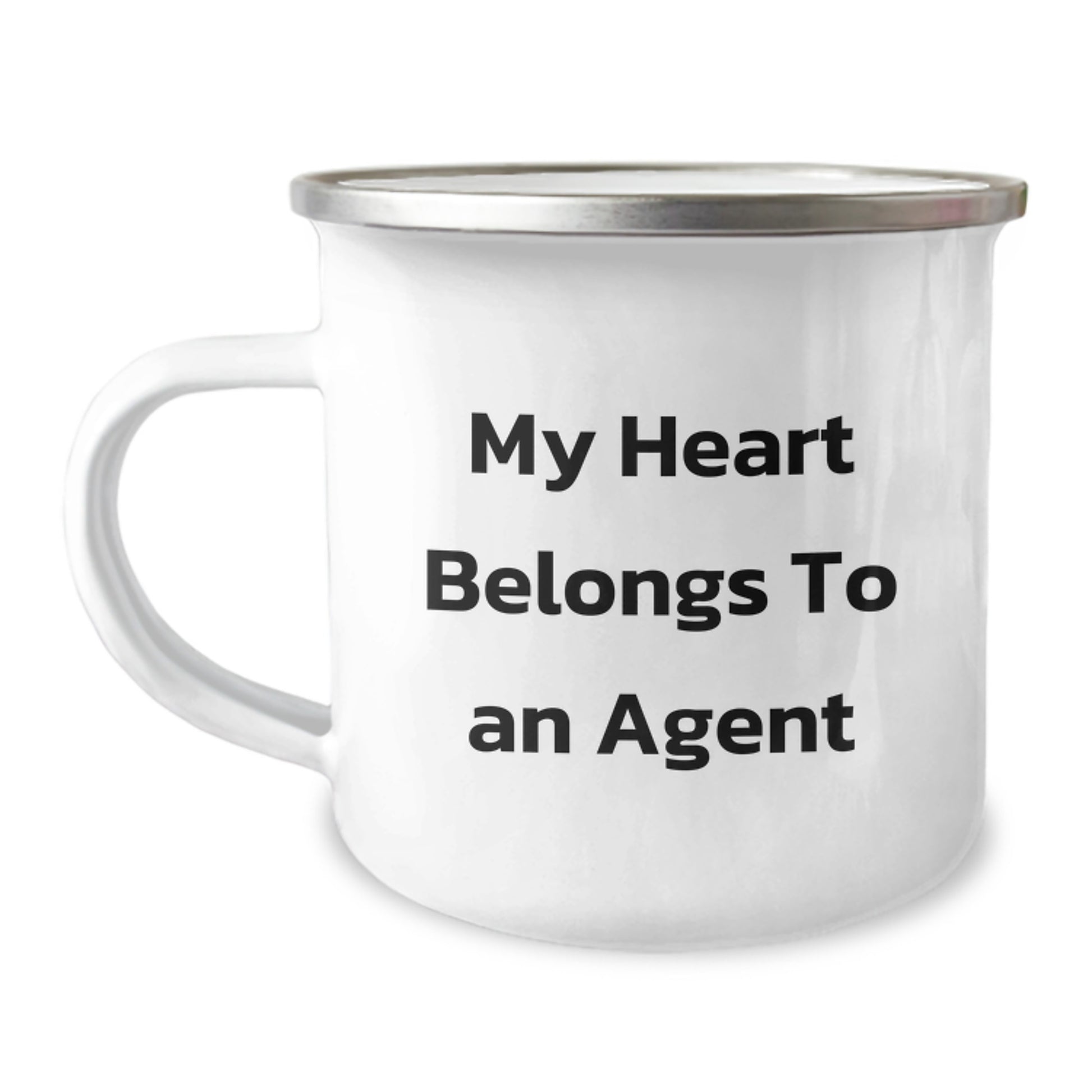 Funny Agent Gifts from Family, My Heart Belongs To An Agent Christmas Unique Gifts for Agent, Stainless Steel Camping Mug - Image 1