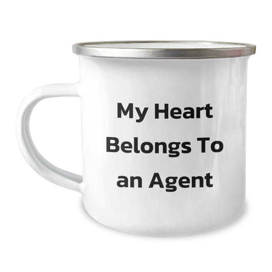 Funny Agent Gifts from Family, My Heart Belongs To An Agent Christmas Unique Gifts for Agent, Stainless Steel Camping Mug - Image 1
