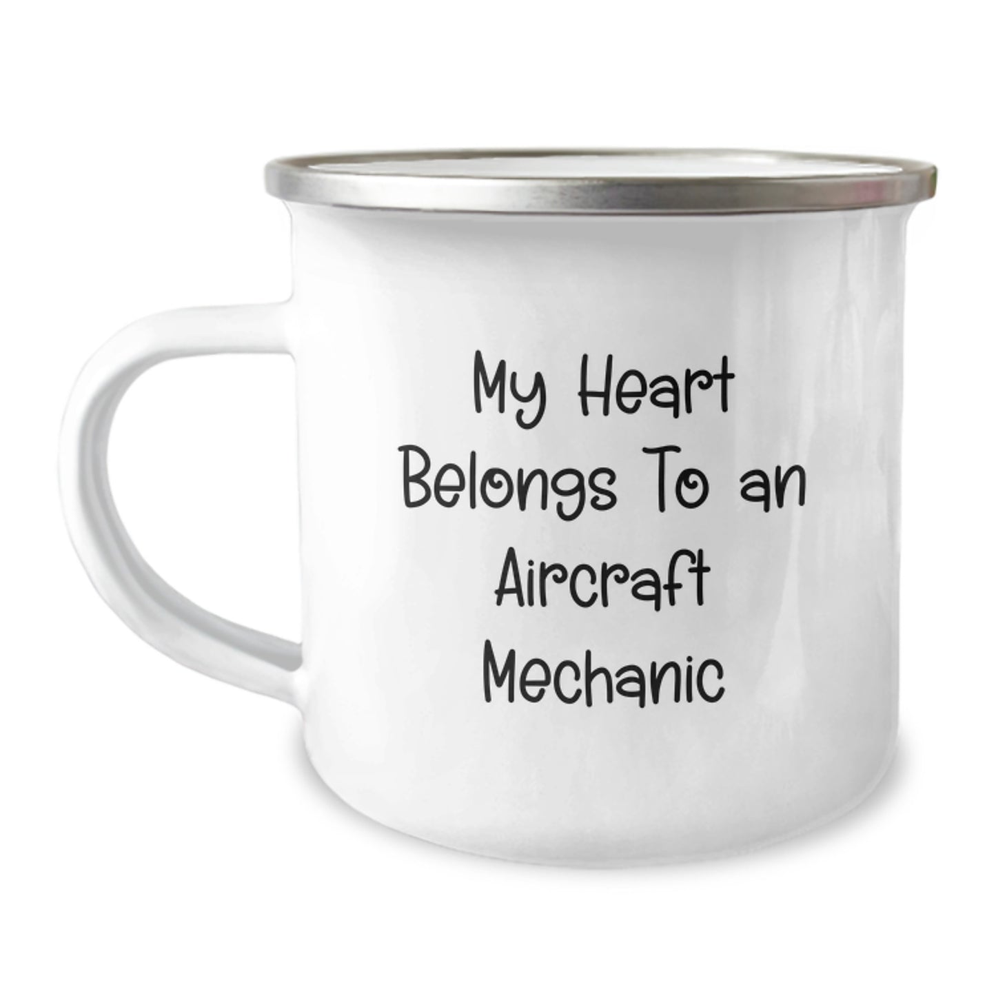 Funny Aircraft Mechanic Gifts for Men - My Heart Belongs To An Aircraft Mechanic Christmas Unique Coffee Mug, Stainless Steel with Enamel Finish Gifts from Friends to Aircraft Mechanic Lovers - Image 1