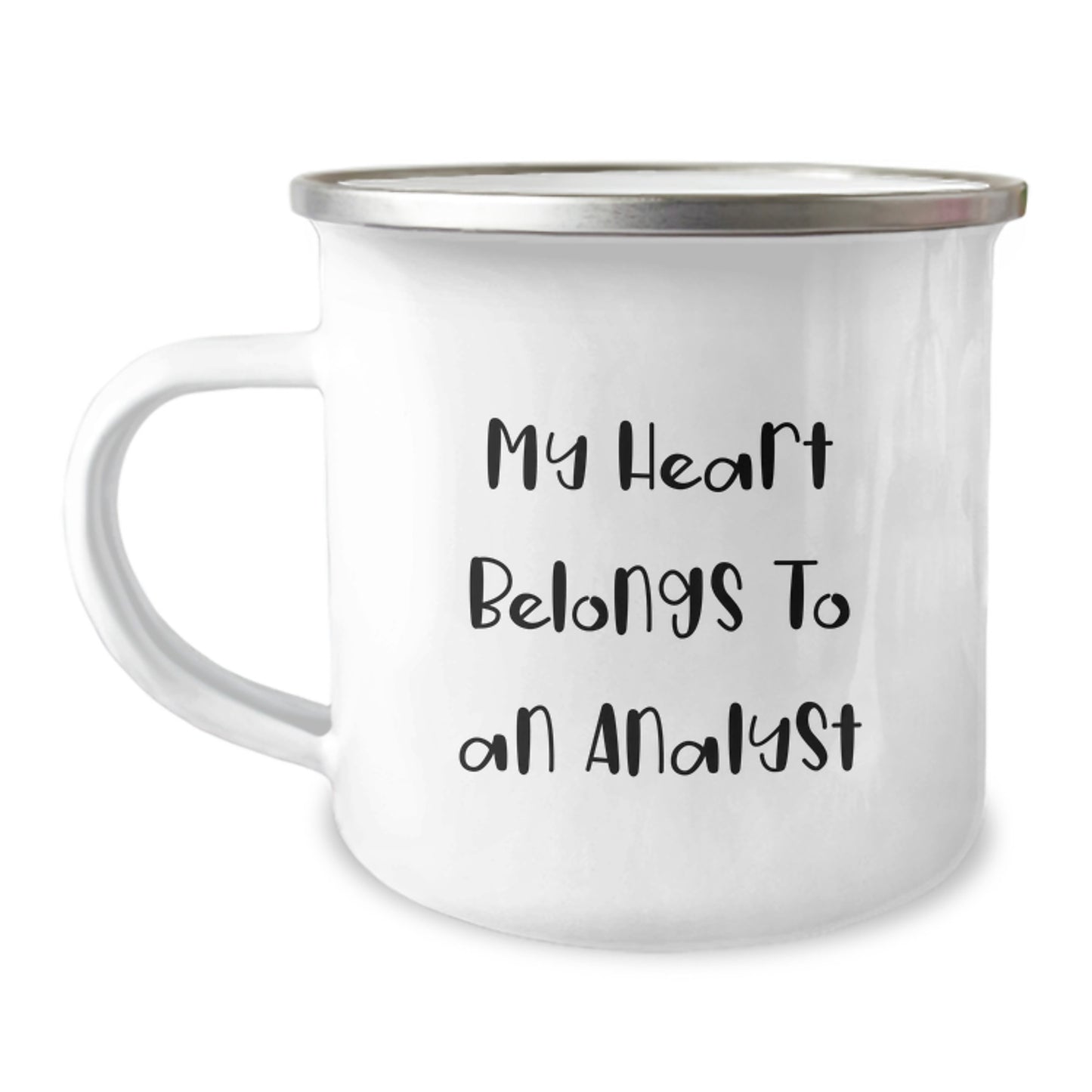 Funny Analyst Gifts for Men, Women, Friends, Coworkers - Christmas Unique Gifts from Family, 'My Heart Belongs To An Analyst' Camping Mug - Image 1
