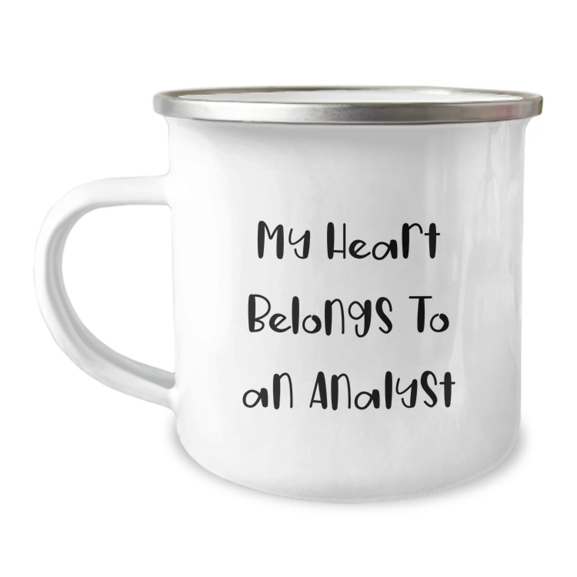 Funny Analyst Gifts for Men, Women, Friends, Coworkers - Christmas Unique Gifts from Family, 'My Heart Belongs To An Analyst' Camping Mug - Image 1
