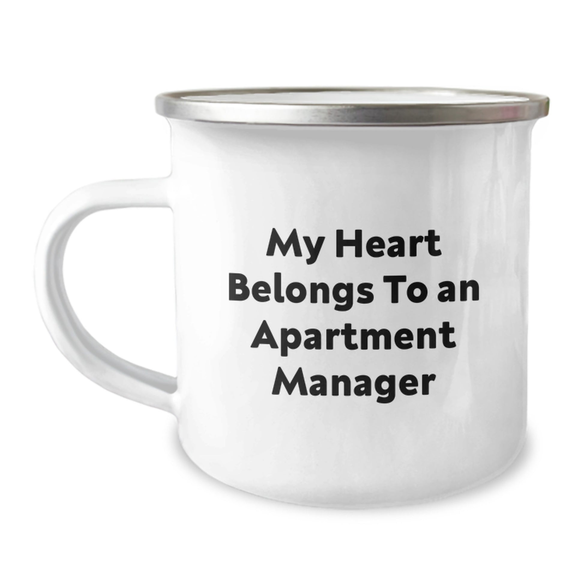 Funny Apartment Manager Gifts for Men - Camping Mug, My Heart Belongs To An Apartment Manager, Christmas Unique Gifts from Friends to Family - Stainless Steel with Enamel Finish - Image 1