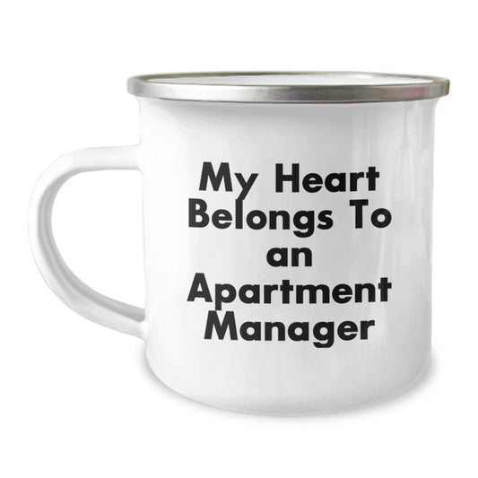 Funny Apartment Manager Gifts - 'My Heart Belongs To An Apartment Manager' Camping Mug, Christmas Unique Gifts for Men, Women, Coworkers, Family from Friends - Image 1