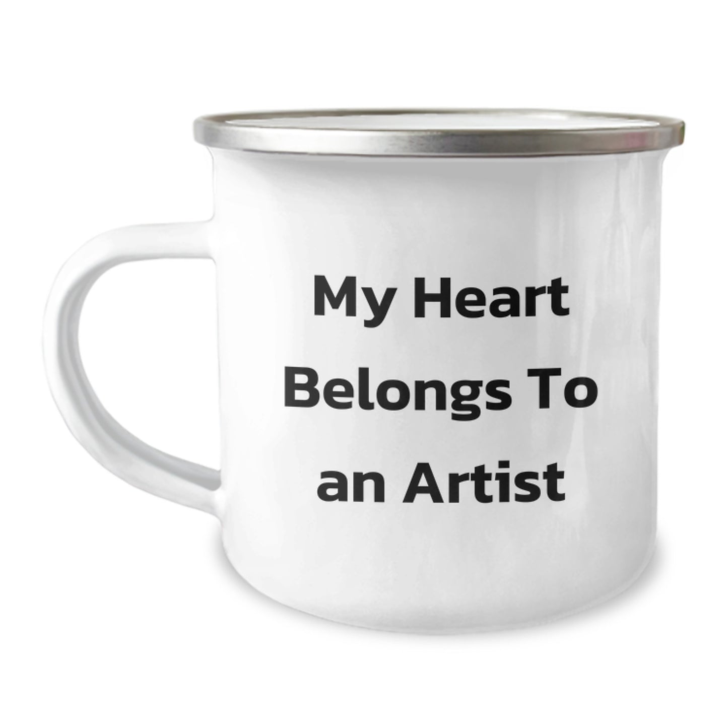 Funny Artist Gifts from Friends for Christmas - Artist Camping Mug My Heart Belongs To An Artist - Image 1