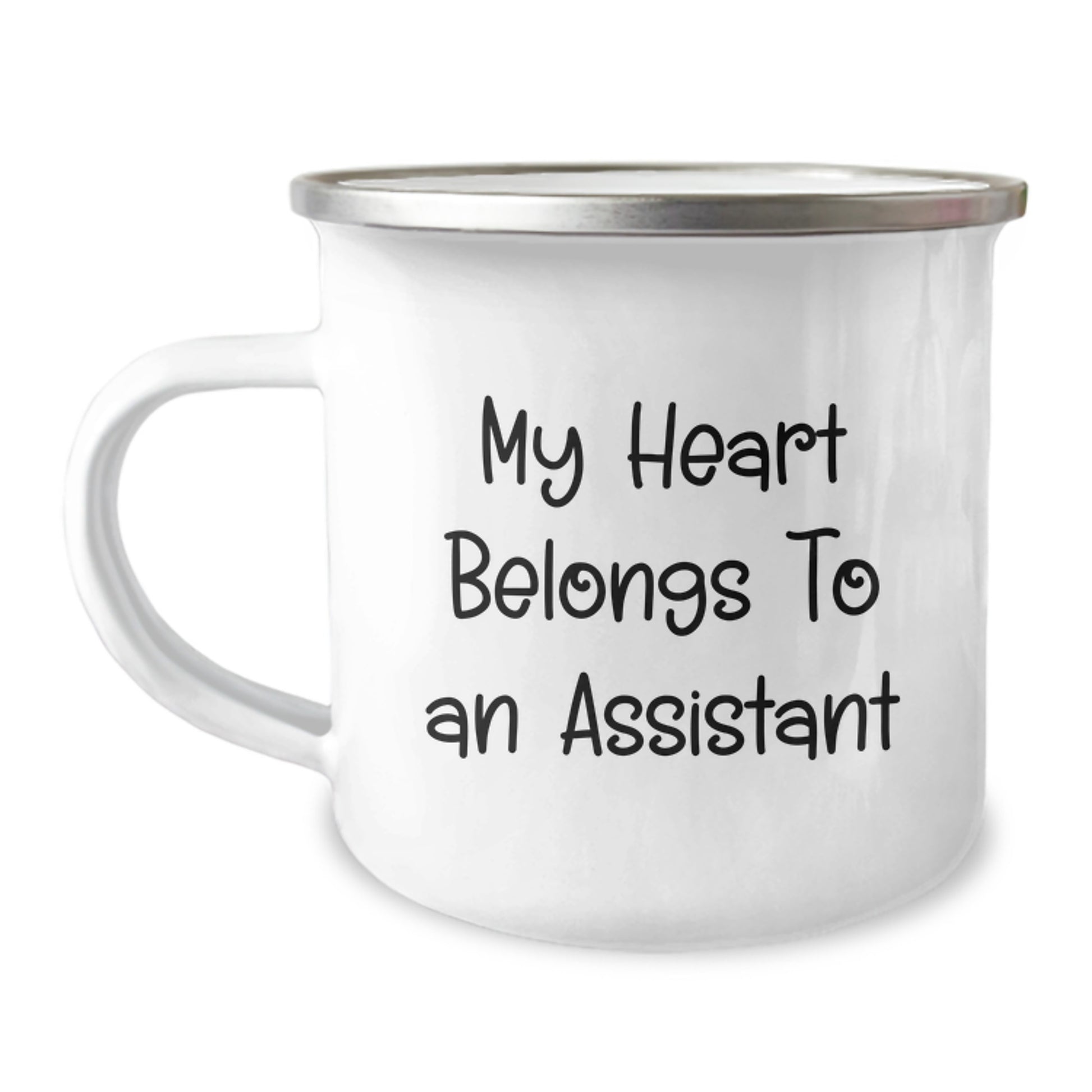 Funny Assistant Gifts for Him, Christmas Unique Gifts from Coworkers, Camping Mug with Quote 'My Heart Belongs To An Assistant' - Image 1