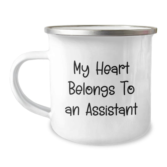 Funny Assistant Gifts for Him, Christmas Unique Gifts from Coworkers, Camping Mug with Quote 'My Heart Belongs To An Assistant' - Image 1