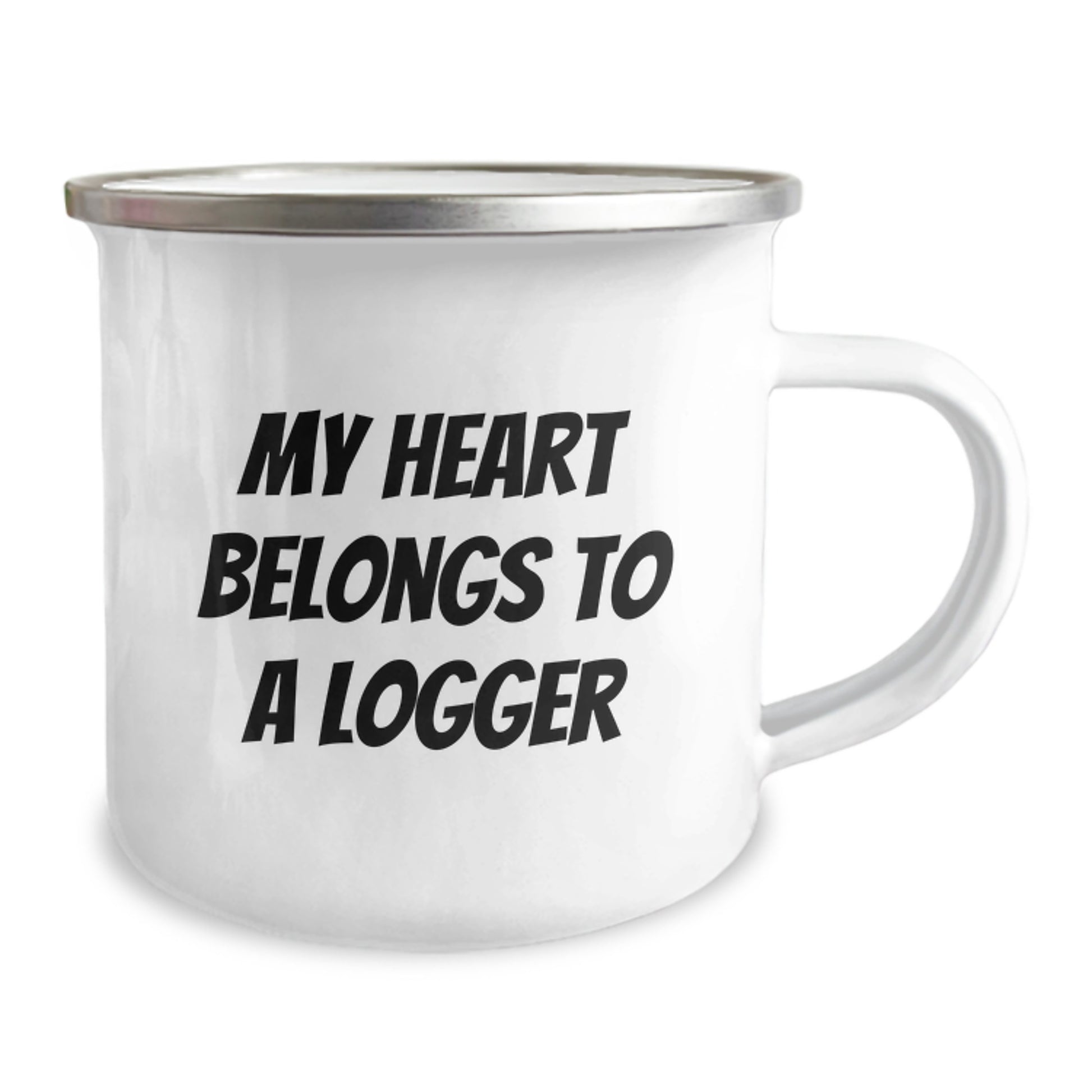 Funny Logger Gifts for Birthday, 'My Heart Belongs To A Logger' Camping Mug for Logger Enthusiasts, Unique Logger Birthday Unique Gifts from Men to Men - Image 2