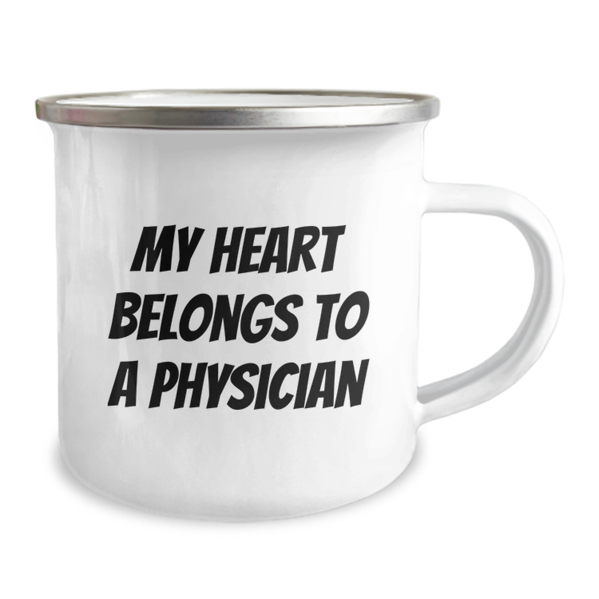 Funny Physician Love Gifts from Men to Women Christmas Unique Mugs for Doctor Friends and Family - My Heart Belongs To A Physician Stainless Steel Enamel Finish - Image 2
