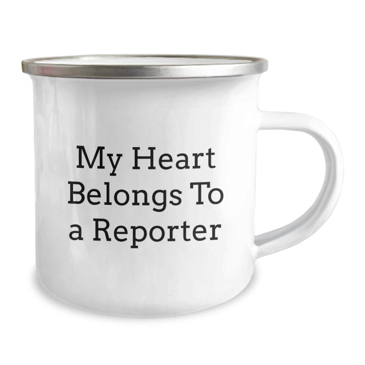 Funny Reporter Gifts for Him, My Heart Belongs To A Reporter Christmas Unique Camping Mugs for Men, Women, Friends from Family - Image 2