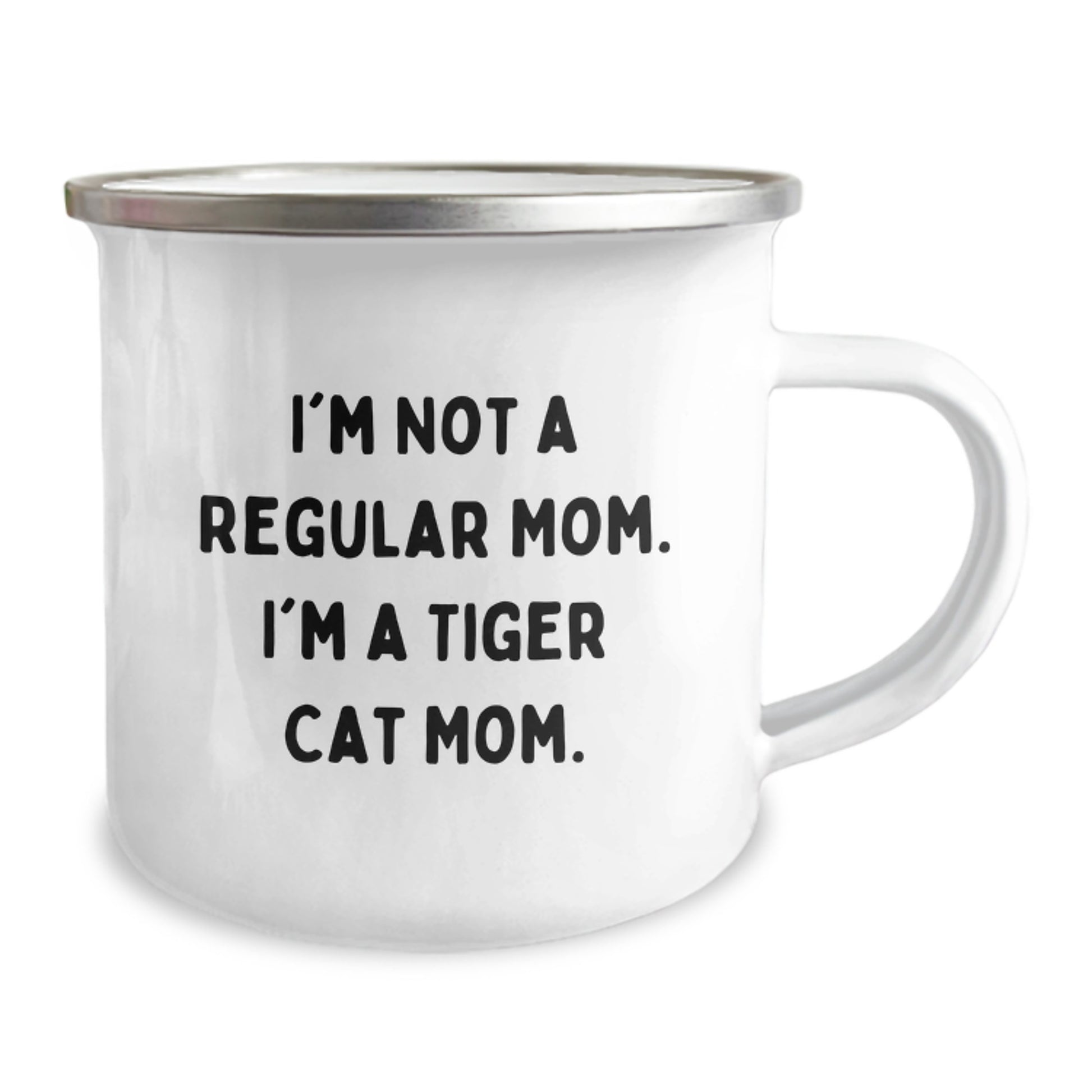 Tiger Cat Mom Camping Mug, Funny Gift for Friends, 'I'm Not A Regular Mom. I'm A Tiger Cat Mom.' Birthday Unique Gifts from Family, Unique Tiger Cat Lover Mug - Image 2