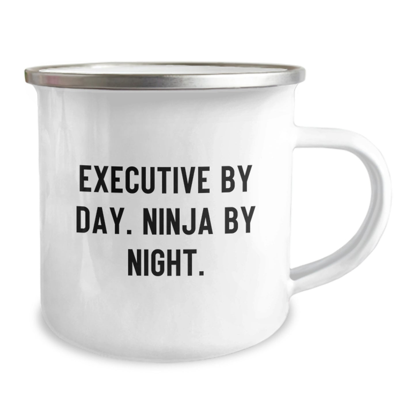 Executive Ninja Gifts for Him, Funny Camping Mug for Graduation, 'Executive By Day. Ninja By Night.' Quote, 12 oz Stainless Steel with Enamel Finish, Gifts from Men, Gifts for Executive - Image 2