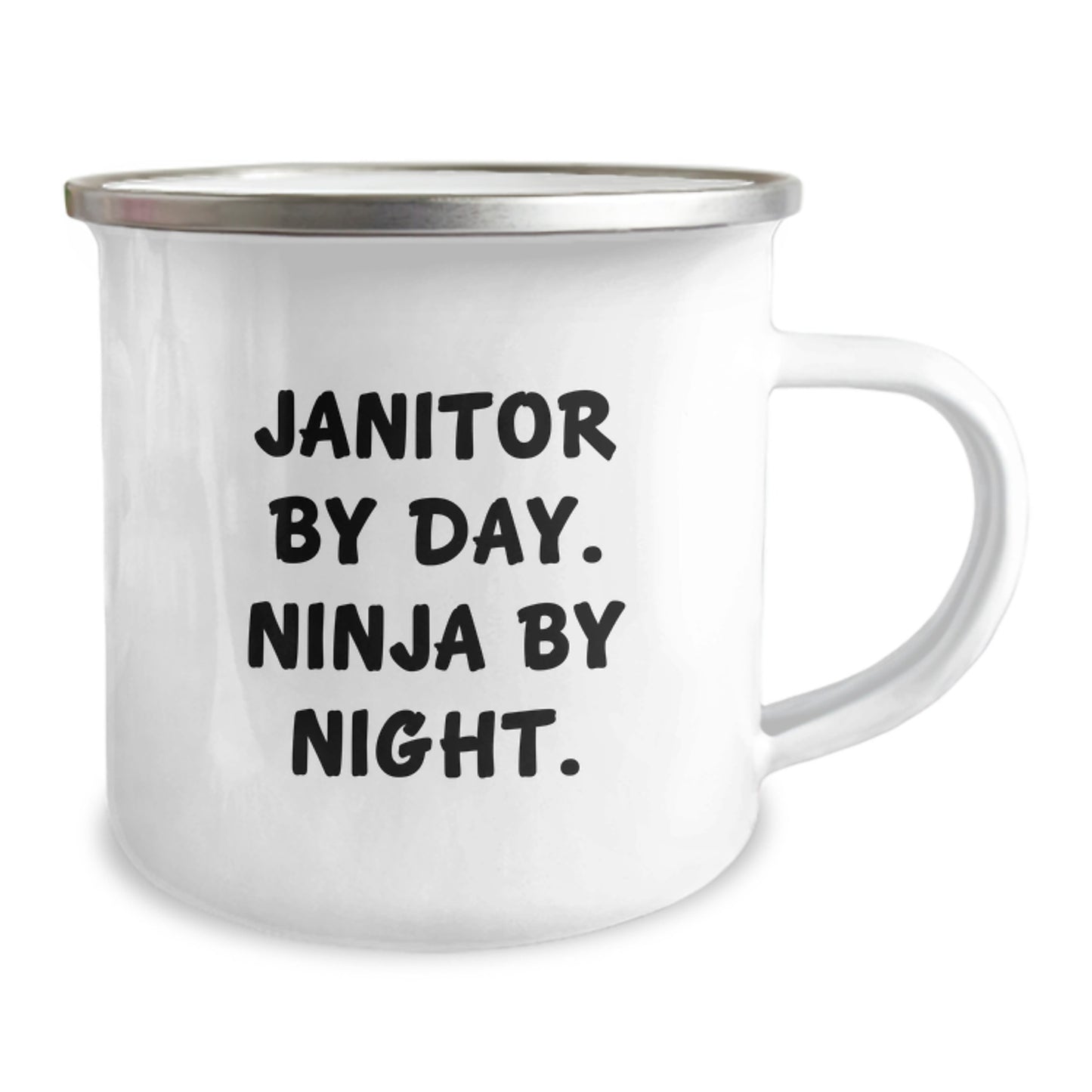 Unique Janitor Gifts: Funny Camping Mug, Janitor By Day. Ninja By Night., Gifts from Friends for Janitor Graduation - Image 2