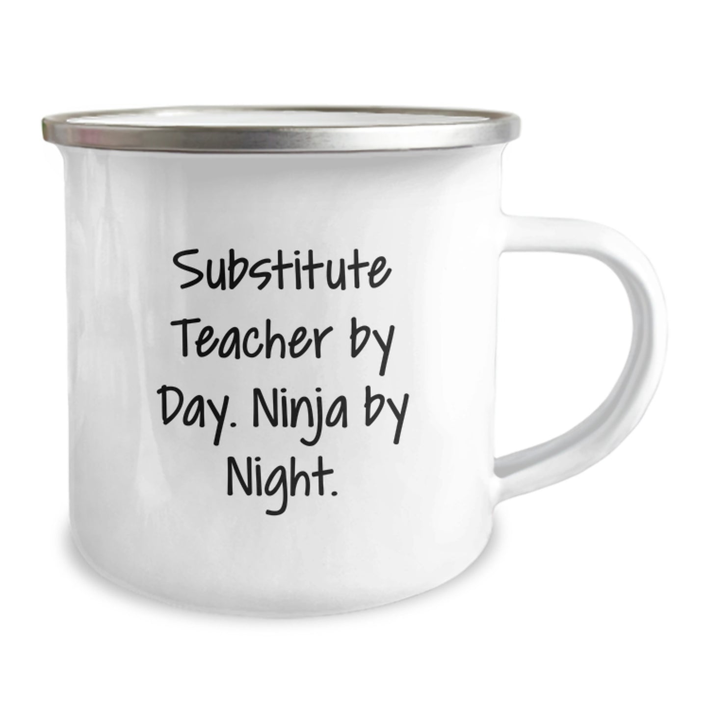 Funny Substitute Teacher Gifts from Friends for Christmas - 'Substitute Teacher By Day. Ninja By Night.' Camping Mug - Image 2