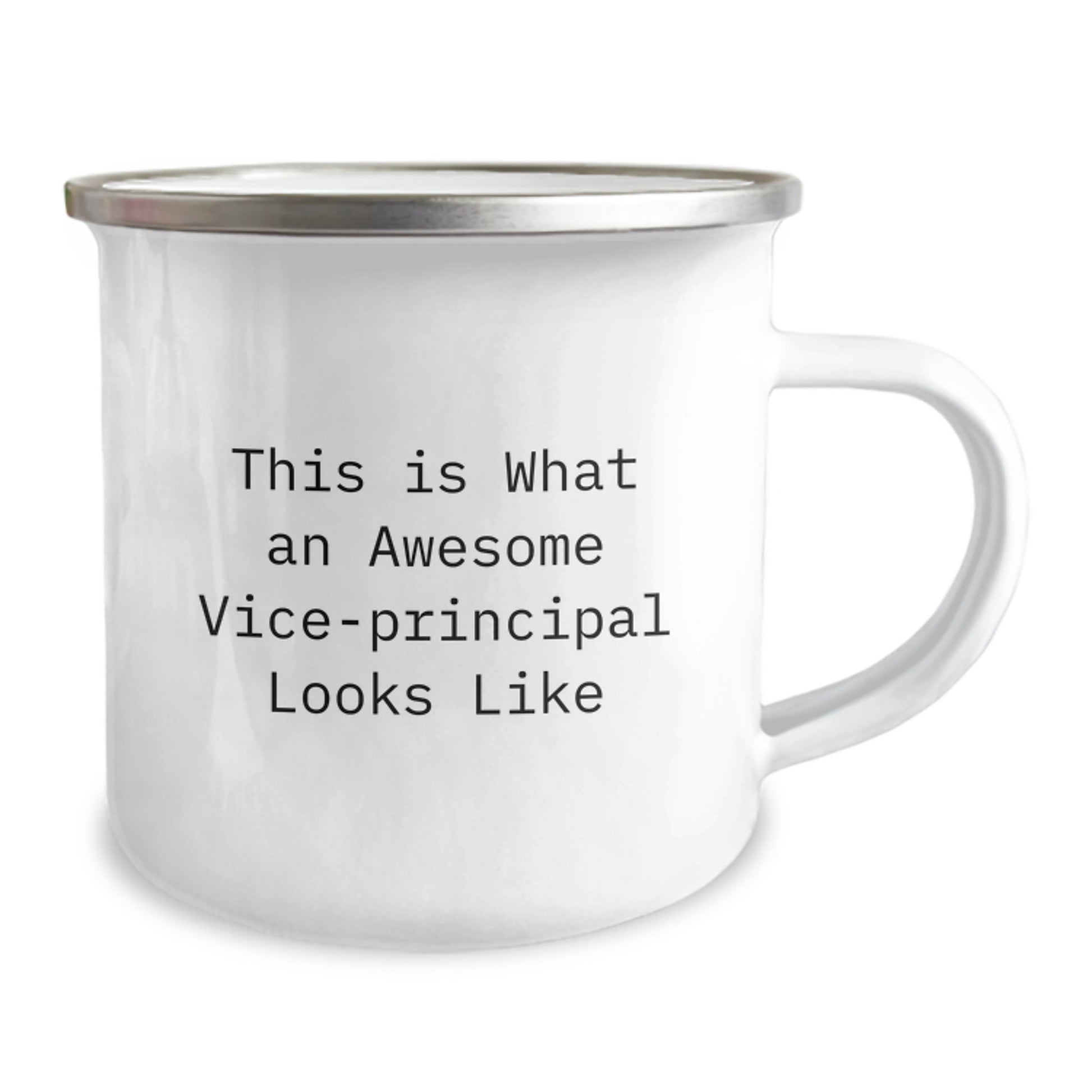 Funny Vice-principal Gifts from Friends - 'This Is What An Awesome Vice-principal Looks Like' Enamel Camping Mug for Graduation - Image 2