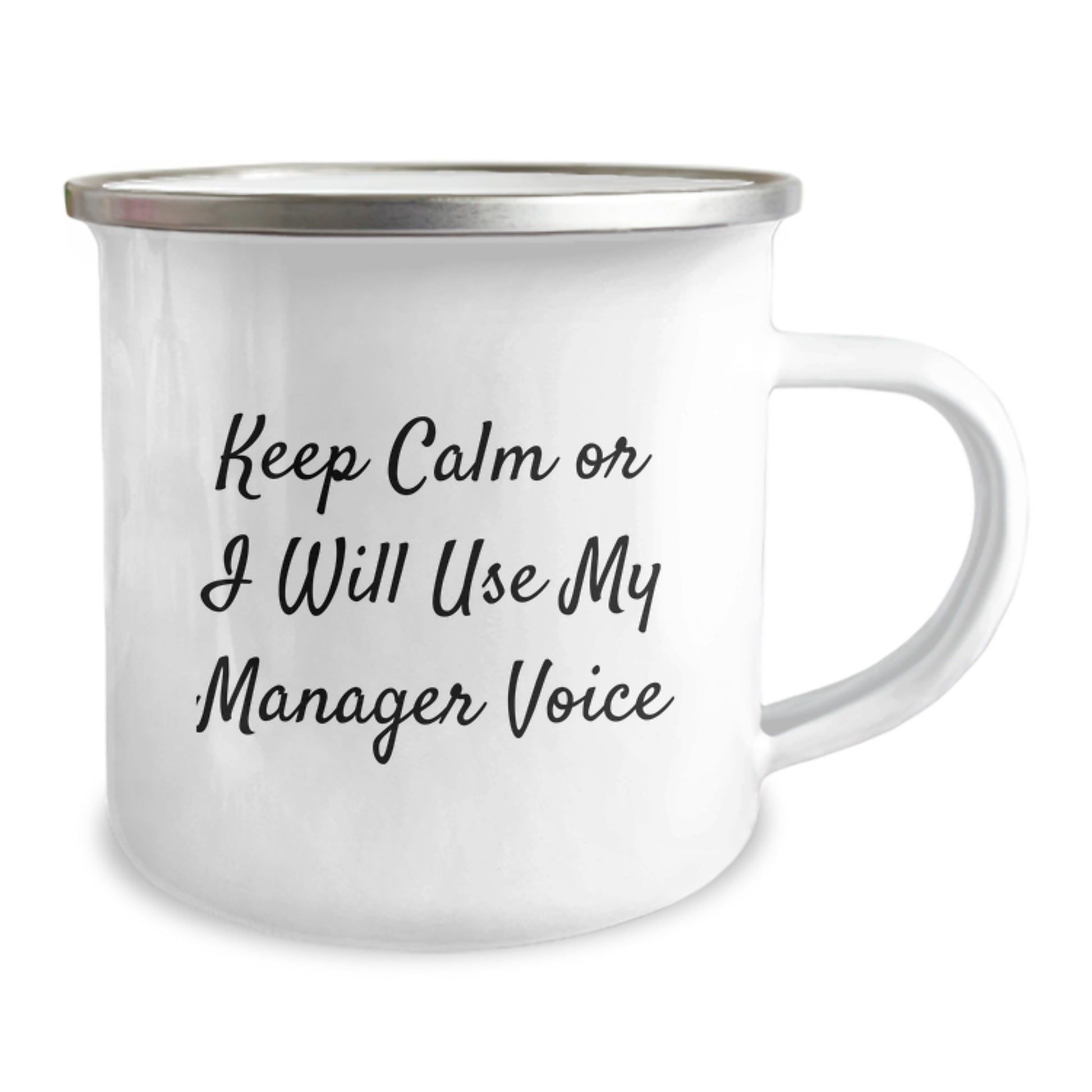 Funny Manager Camping Mugs Gifts from Friends for Father's Day - 'Keep Calm Or I Will Use My Manager Voice' - Image 2