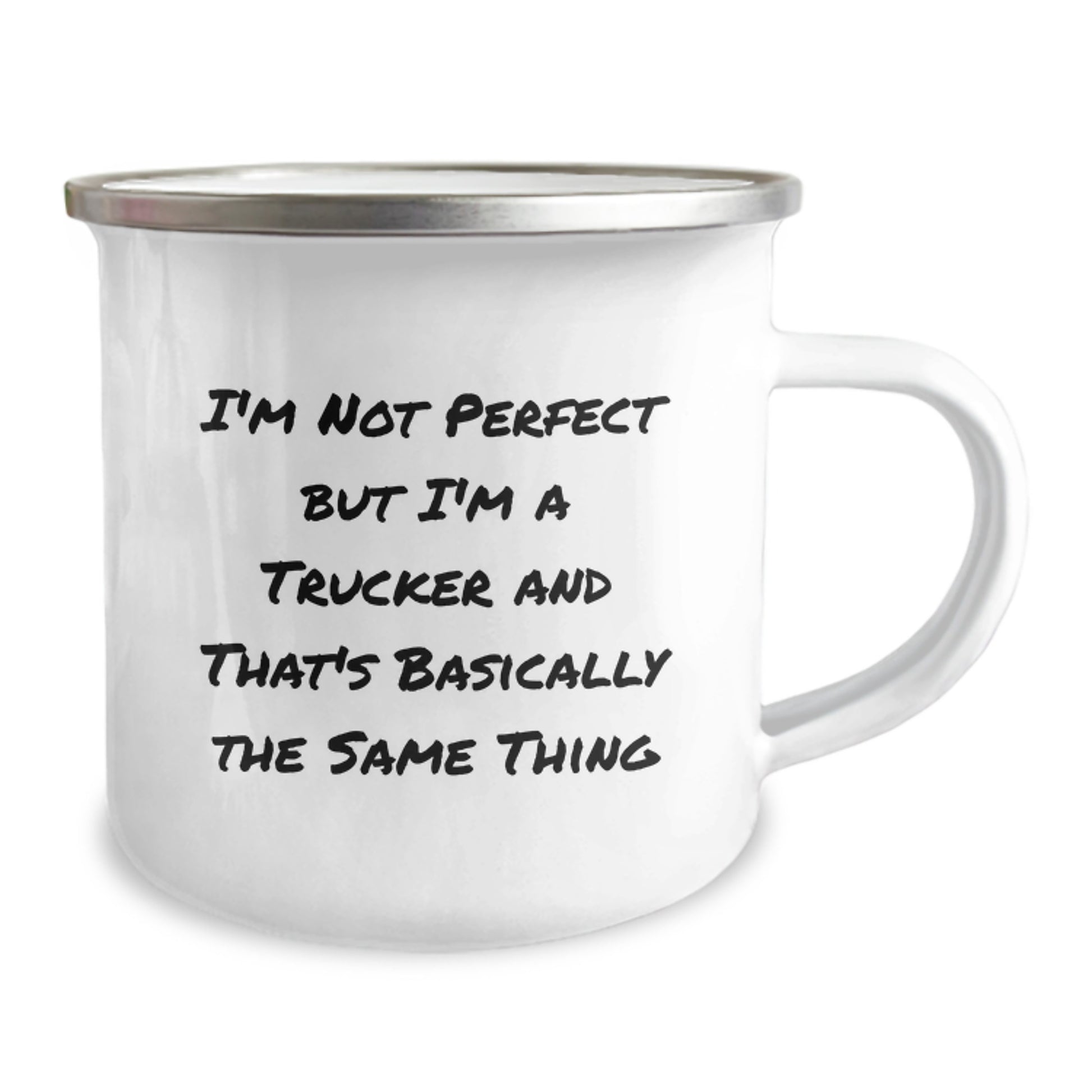 Funny Trucker Gifts for Christmas, Unique Camping Mug for Men Trucker Friends, 'I'm Not Perfect But I'm A Trucker' - Image 2