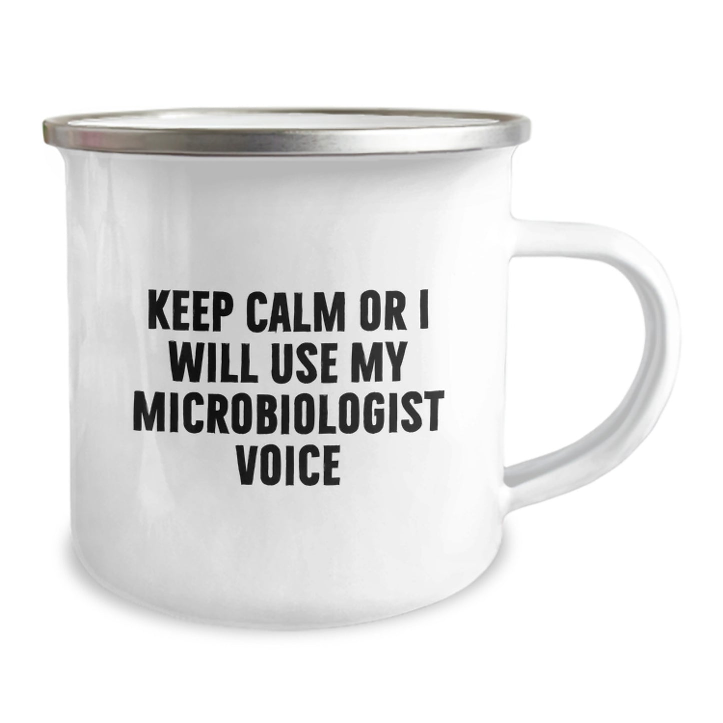 Funny Microbiologist Gifts for Men, Unique Camping Mug with Keep Calm Or I Will Use My Microbiologist Voice, Perfect for Father's Day Unique Gifts from Son to Dad - Image 2