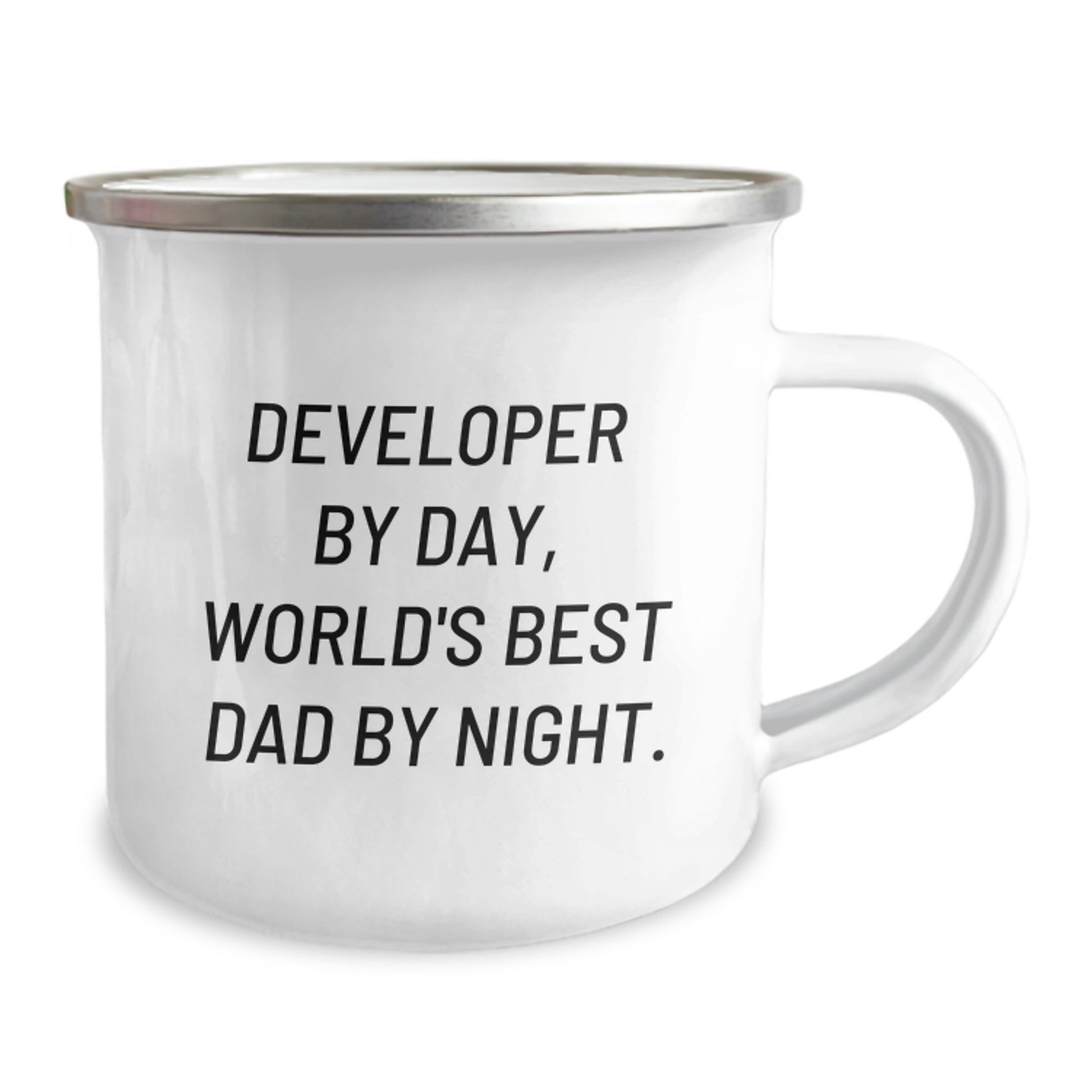 Developer Gifts, Funny Quote, Camping Mug for Birthday - Gifts from Dad to Developer, 'Developer By Day, World's Best Dad By Night.' - Image 2