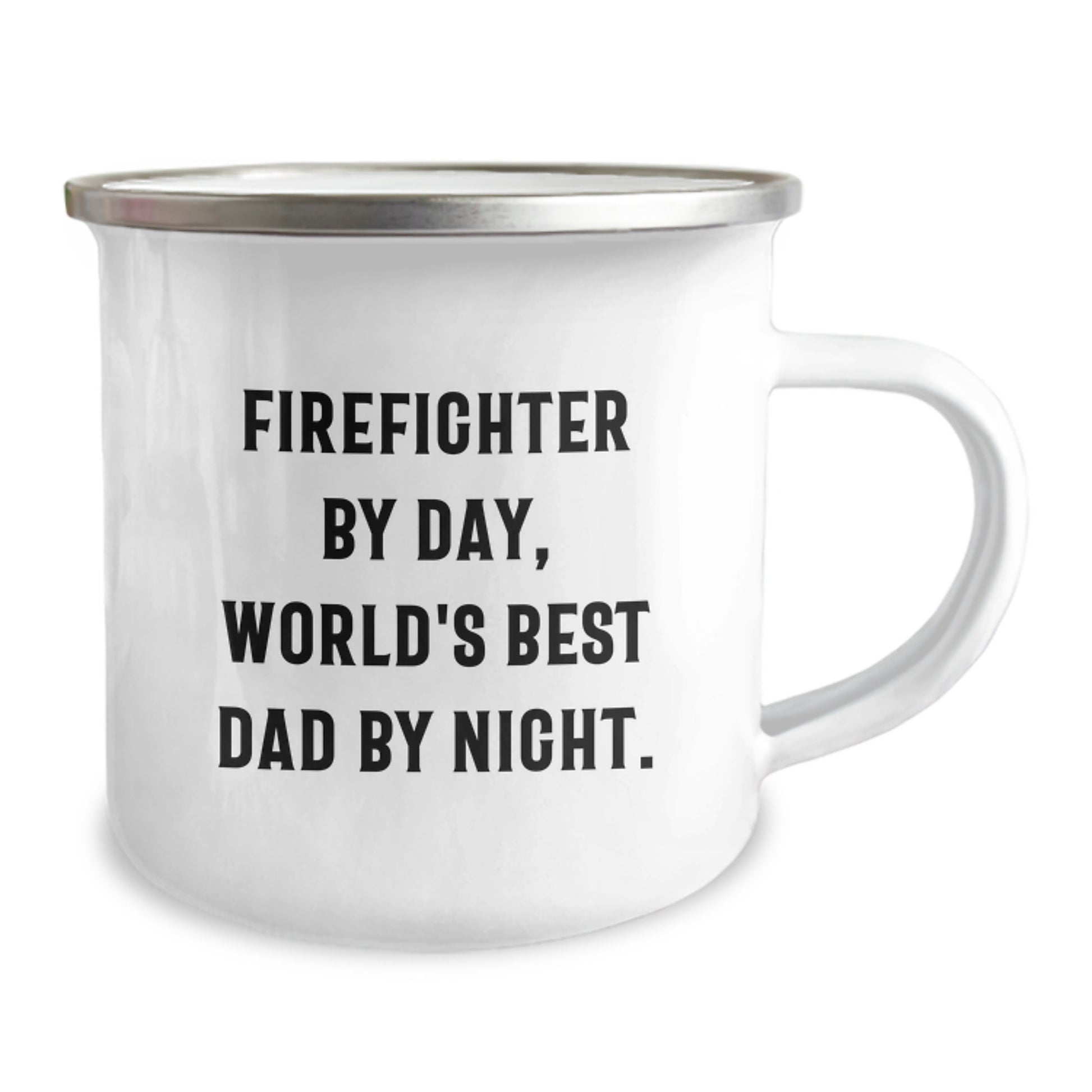 Firefighter Gifts from Friends - Funny Camping Mug for Birthday, 'Firefighter By Day, World's Best Dad By Night.' - Image 2