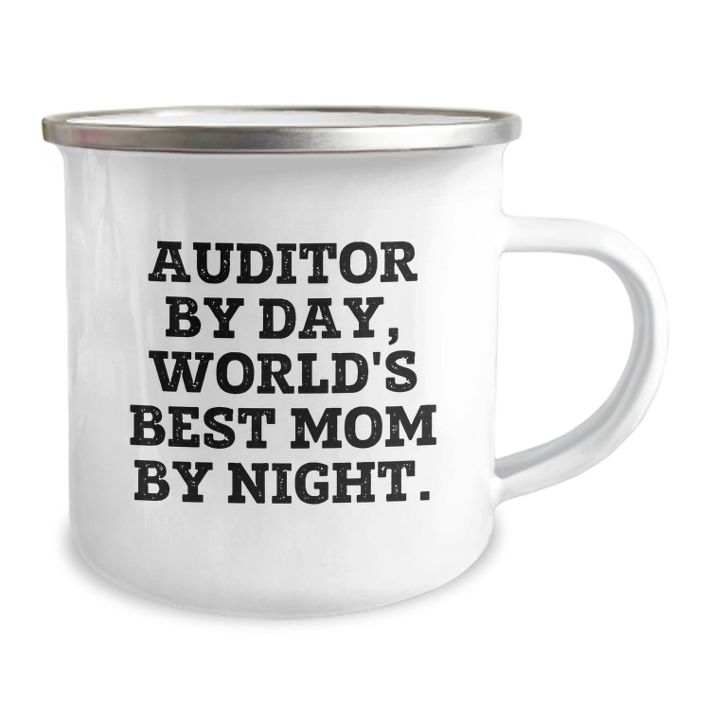 Funny Auditor Gifts for Men from Women - World's Best Mom By Night Enamel Camping Mug, Christmas Unique Gifts for Auditor, Men, Women, Friends - Image 2