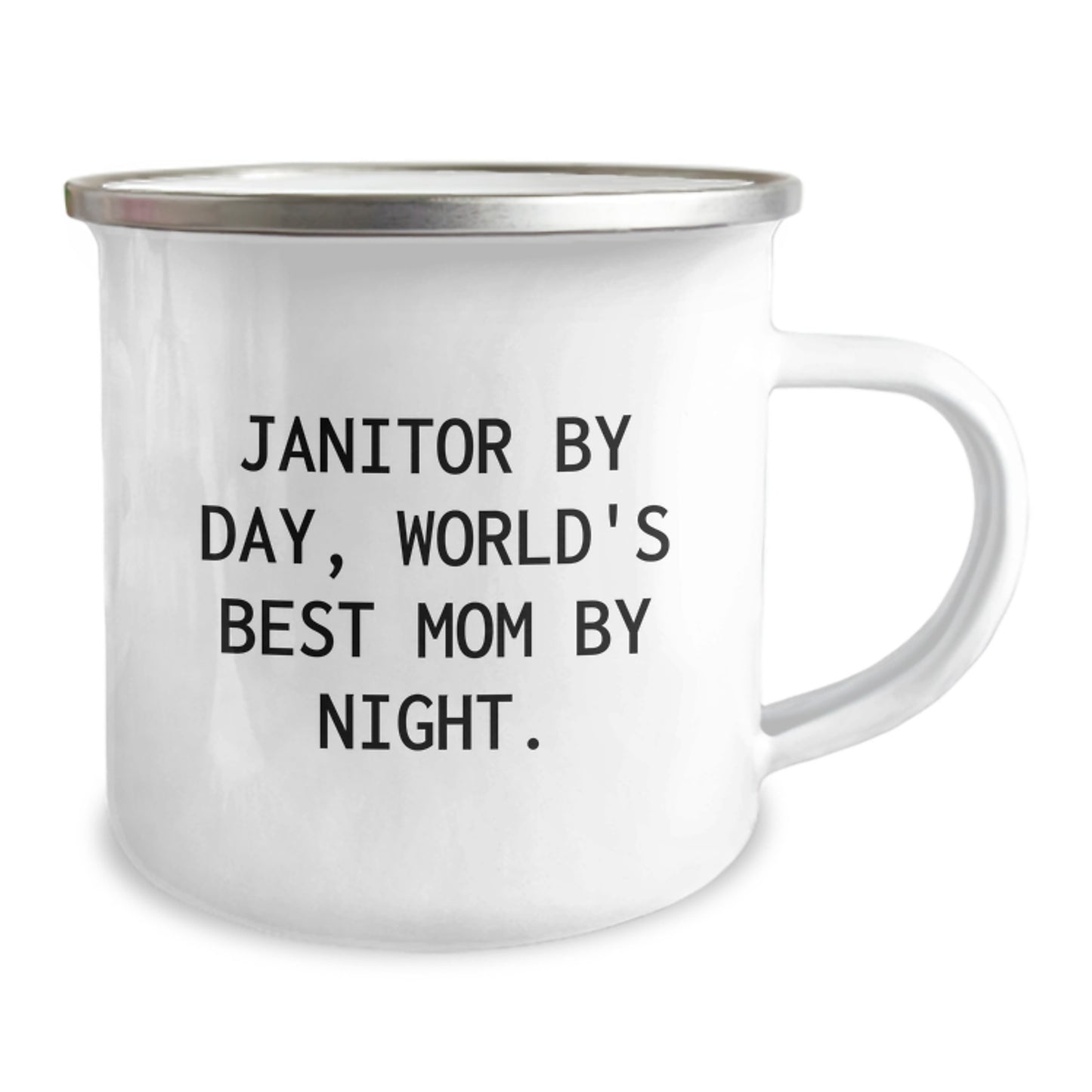 Janitor Gifts for Her, Funny Camping Mug from Mom, Birthday Unique Presents, 'Janitor By Day, World's Best Mom By Night.' - Image 2