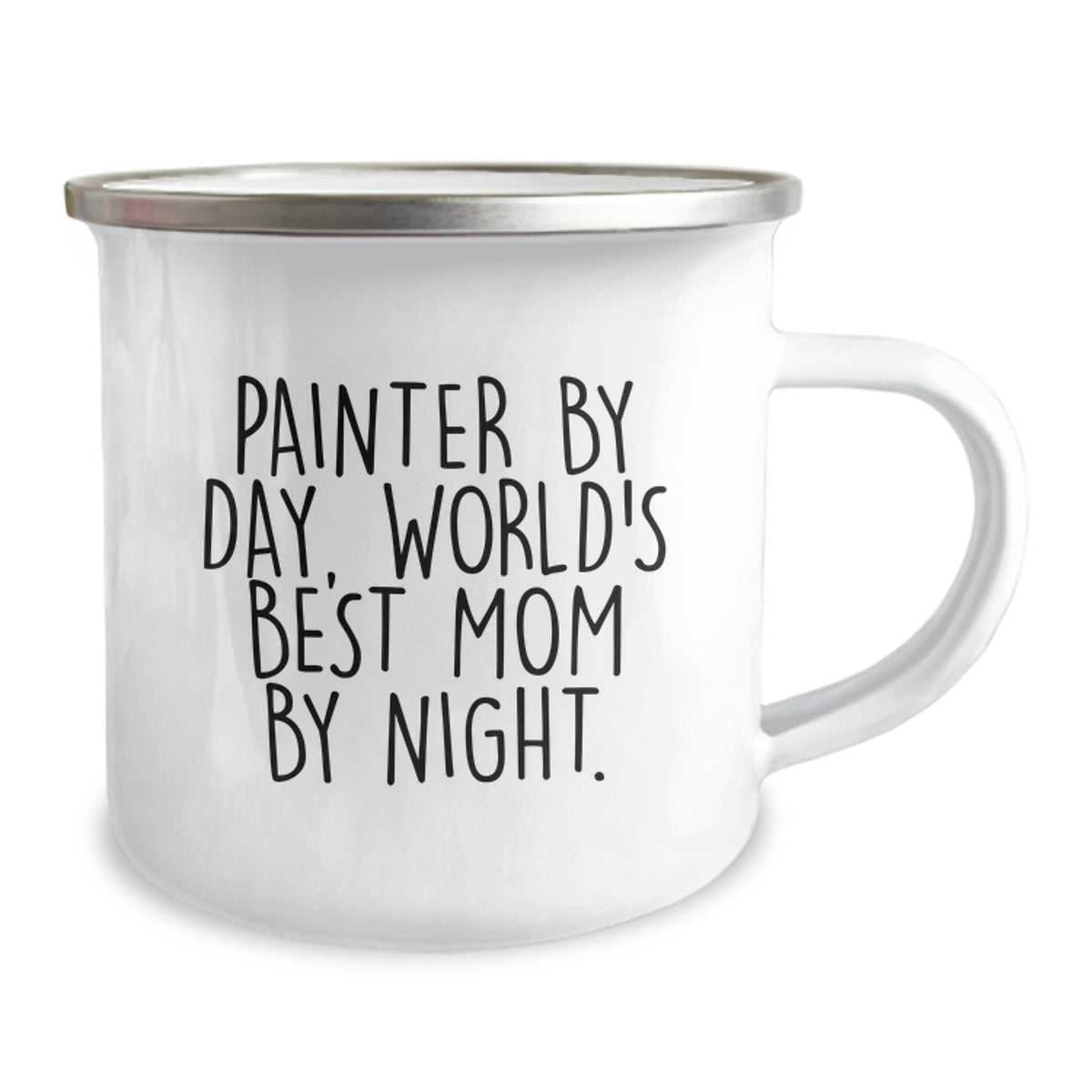 Funny Painter Gifts for Women - Christmas Unique Gifts from Mom, 'Painter By Day, World's Best Mom By Night.' Enamel Camping Mug for Painter Enthusiasts - Image 2