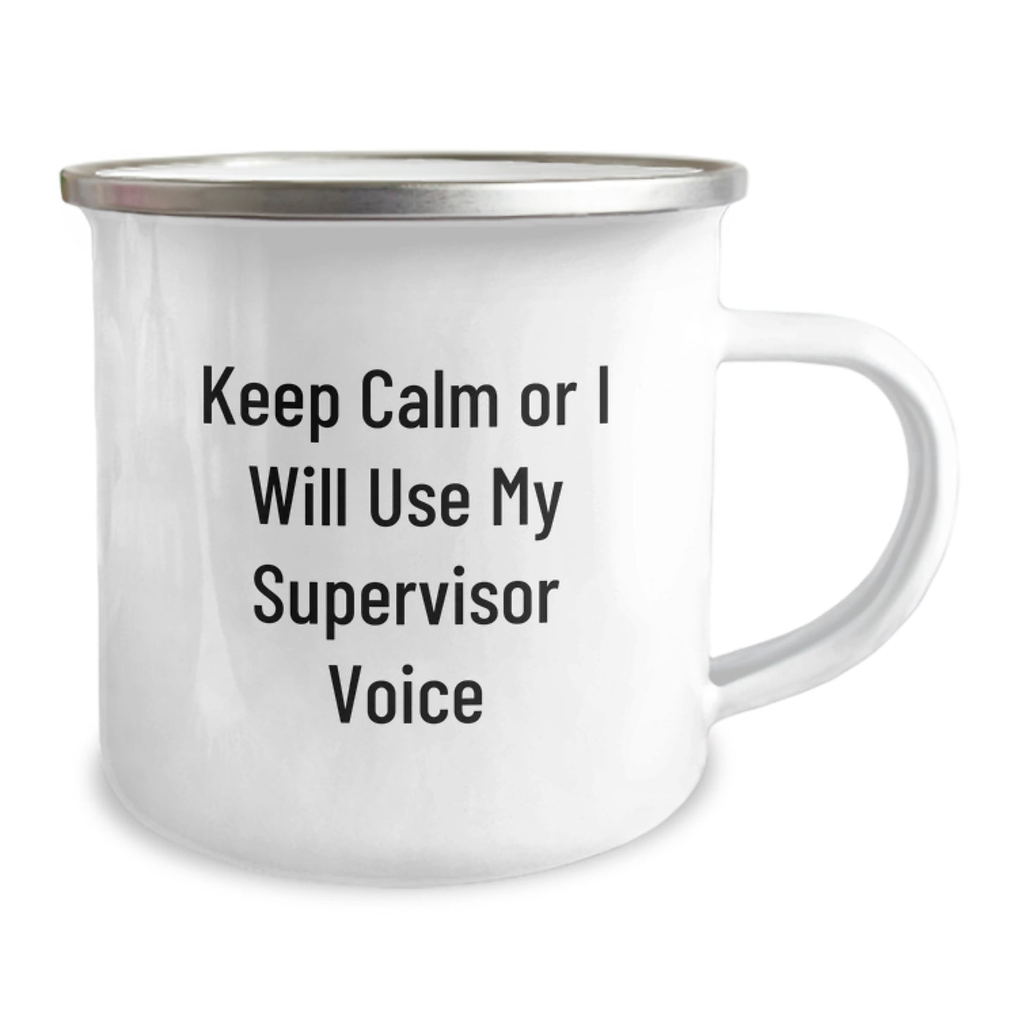 Funny Supervisor Gifts for Men, Camping Mug with 'Keep Calm Or I Will Use My Supervisor Voice' Quote, Father's Day Unique Gifts from Friends or Family - Image 2