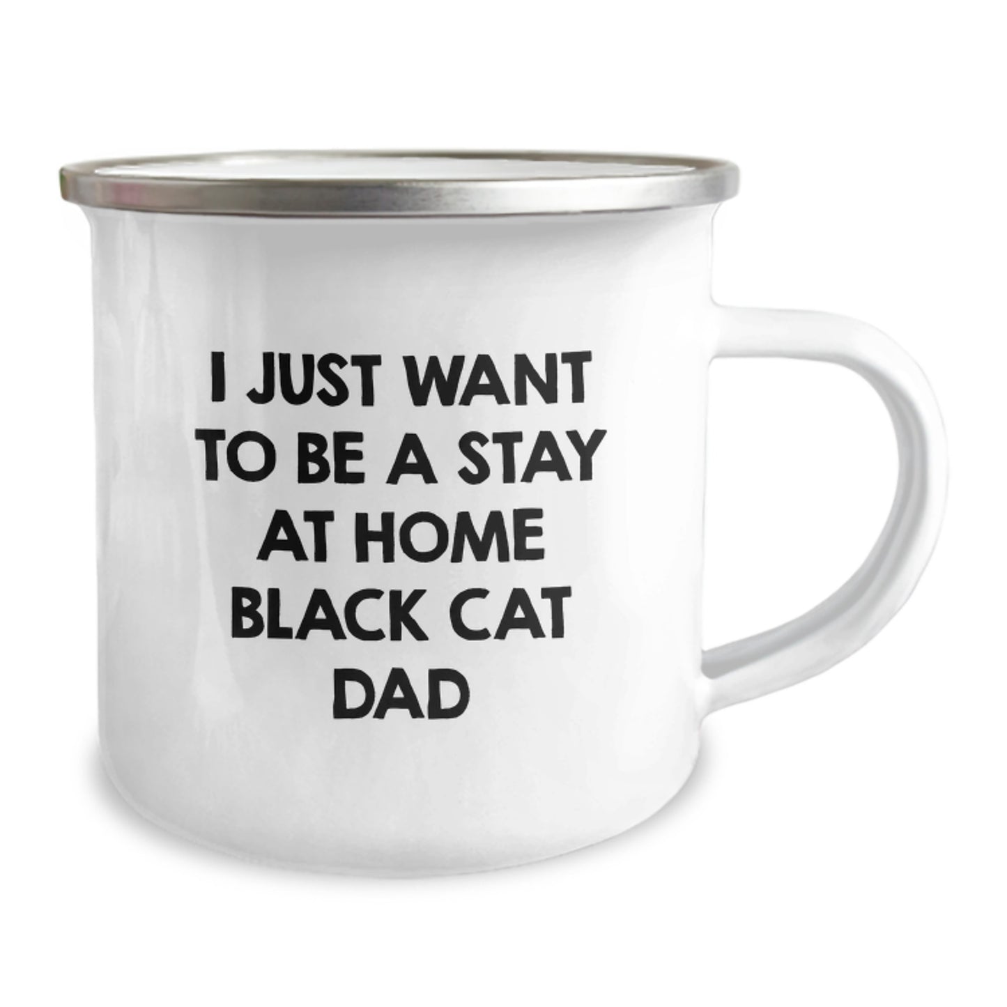 Funny Black Cat Camping Mug Gifts for Black Cat Dad 'I Just Want To Be A Stay At Home Black Cat Dad' Birthday Unique - Image 2
