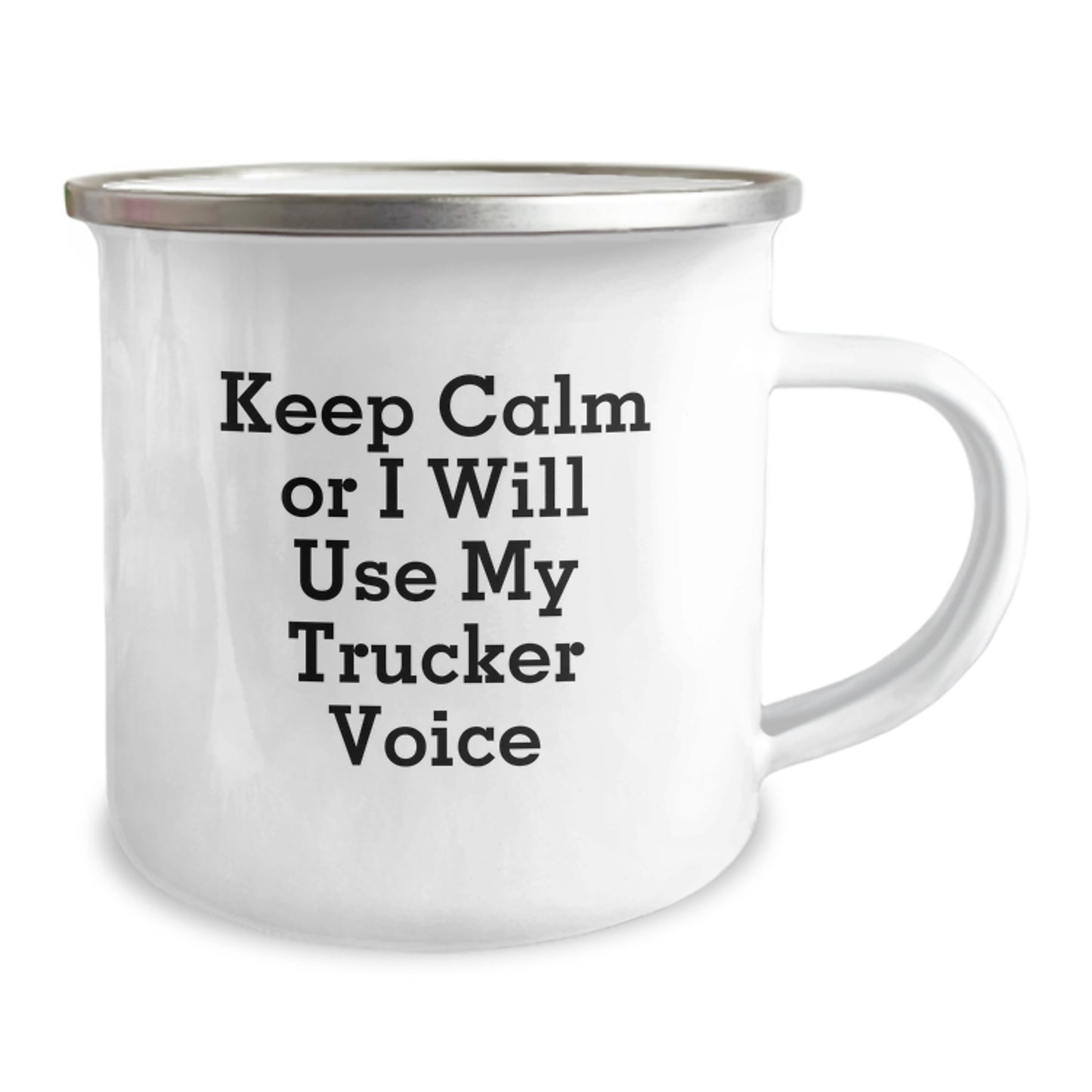 Funny Trucker Gifts from Friends for Men, Keep Calm Or I Will Use My Trucker Voice Camping Mug for Graduation Unique Gifts - Image 2