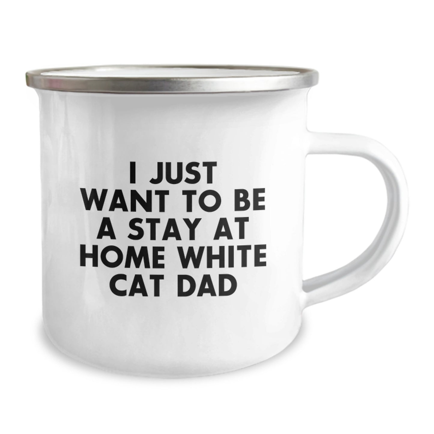 Funny White Cat Dad Gifts from Men to White Cat Lovers on Valentine's - Camping Mug - Image 2
