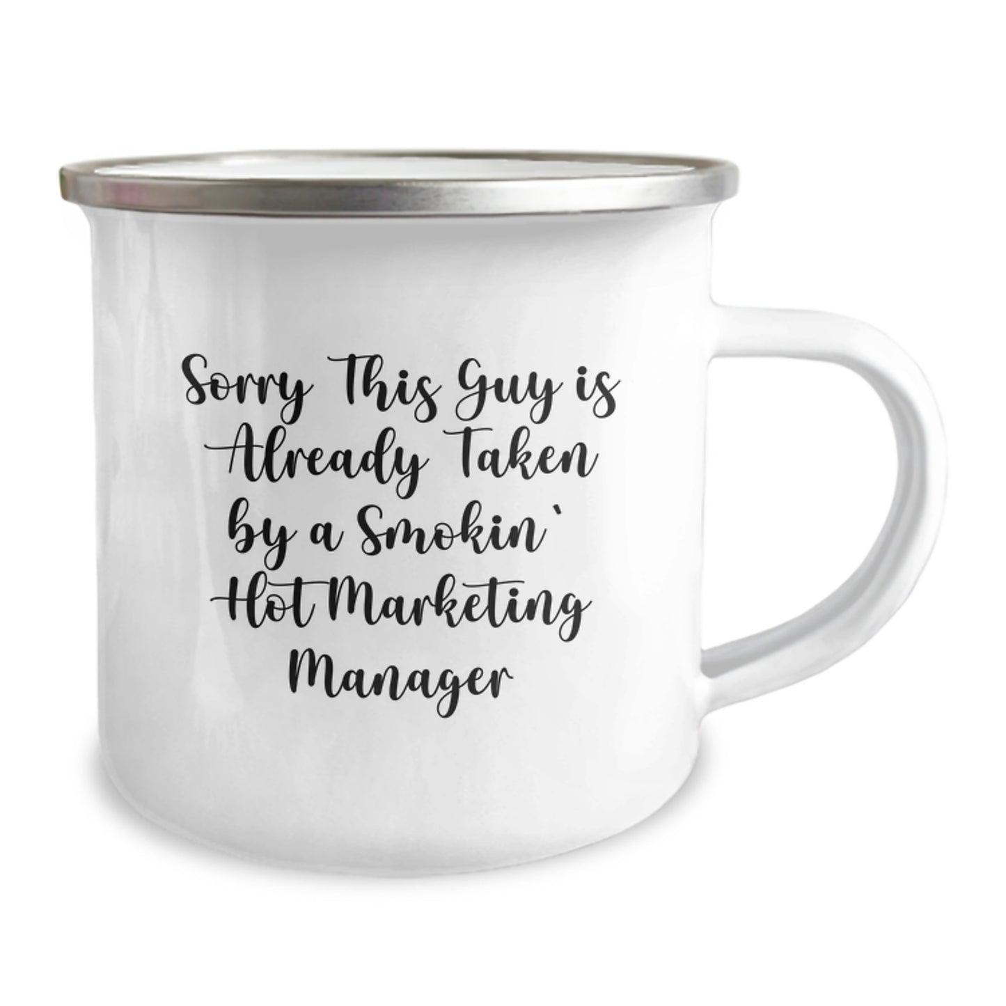 Funny Marketing Manager Gifts from Friends - Sorry 'This Guy Is Already Taken' Camping Mug for Christmas Unique Presents - Image 2