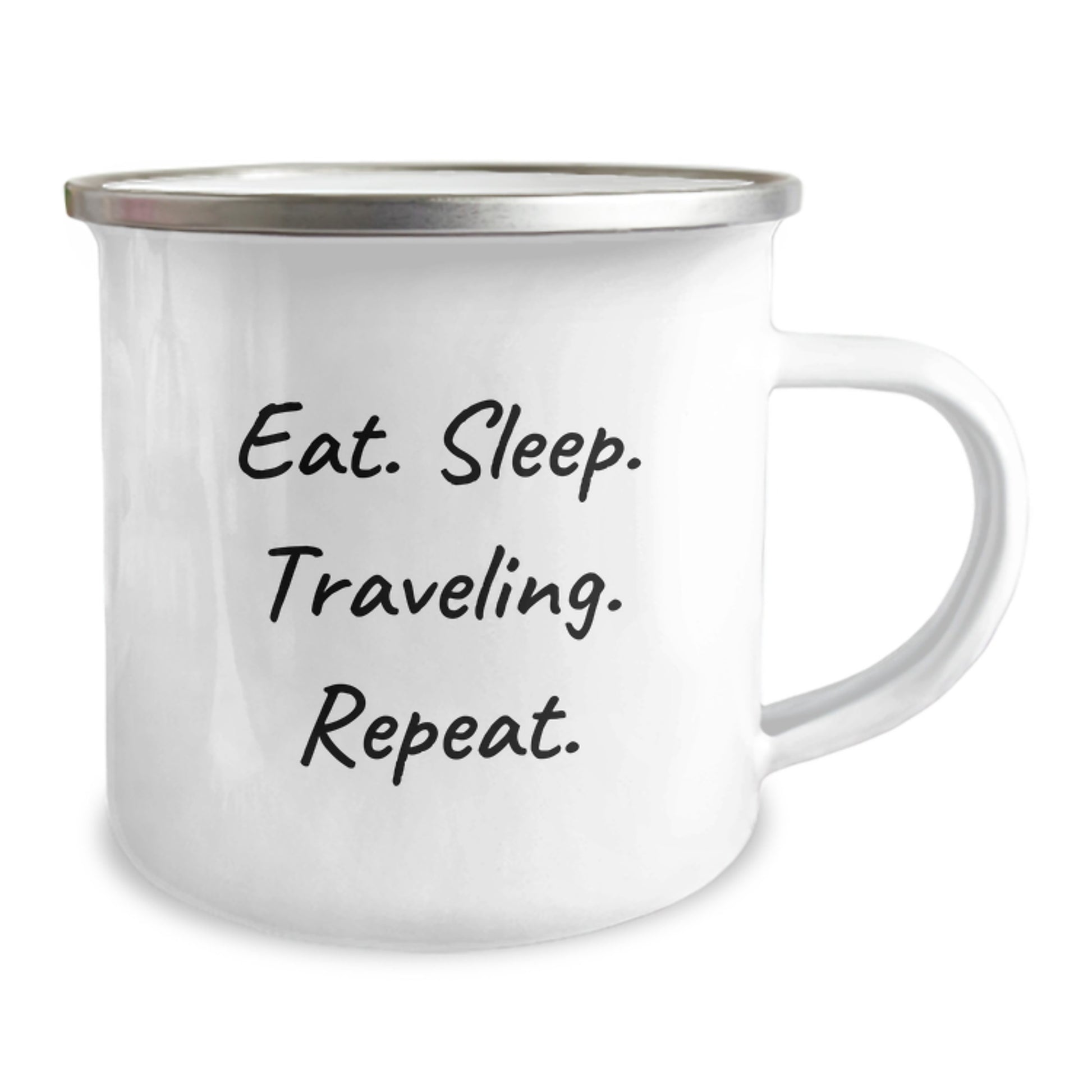 Funny Traveling Camping Mug Gifts for Friends - Eat. Sleep. Traveling. Repeat., Birthday Unique Gifts from Friends, 12 oz Stainless Steel Camping Mug - Image 2