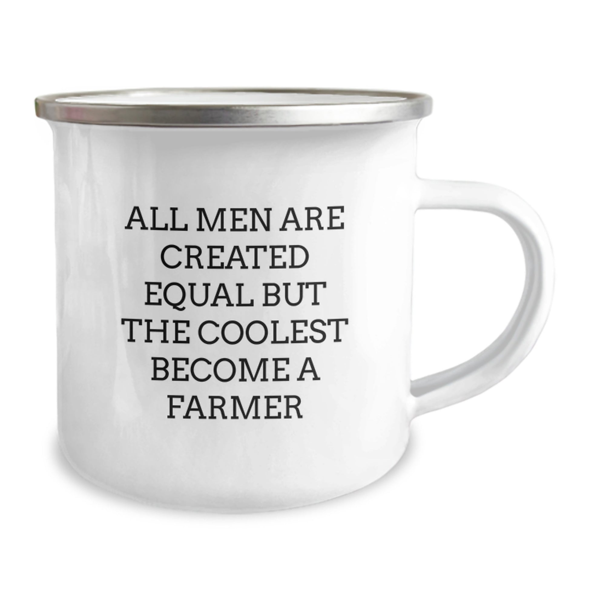 Funny Farmer Gifts from Men - Gifts for Dad Farmer on Father's Day Unique Camping Mug, 'All Men Are Created Equal But The Coolest Become A Farmer' Ceramic Enamel Mug 12 oz - Image 2