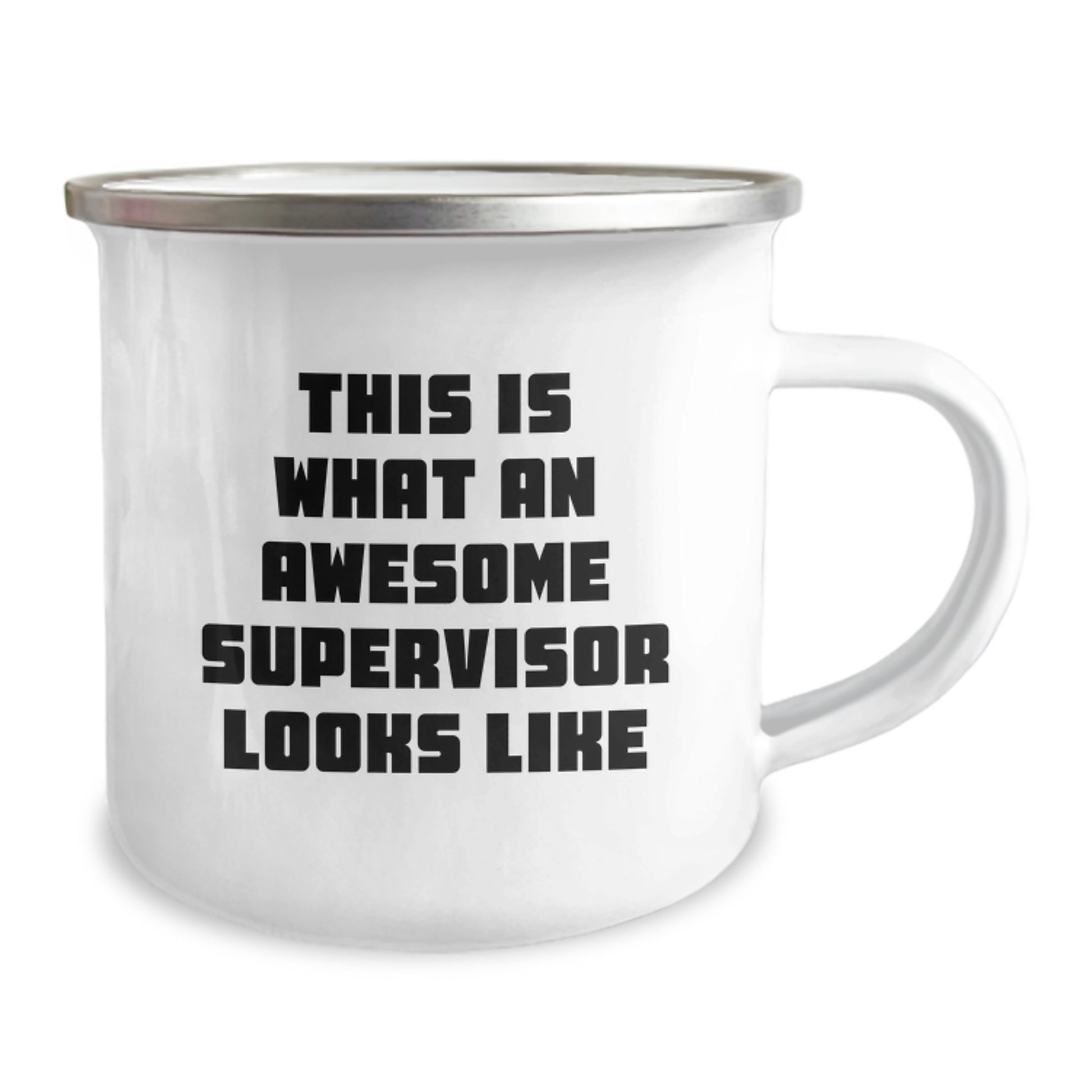 Funny Supervisor Gifts from Friends for Birthday, This Is What An Awesome Supervisor Looks Like Quote on Camping Mug, 12 oz Stainless Steel with Enamel Finish - Image 2