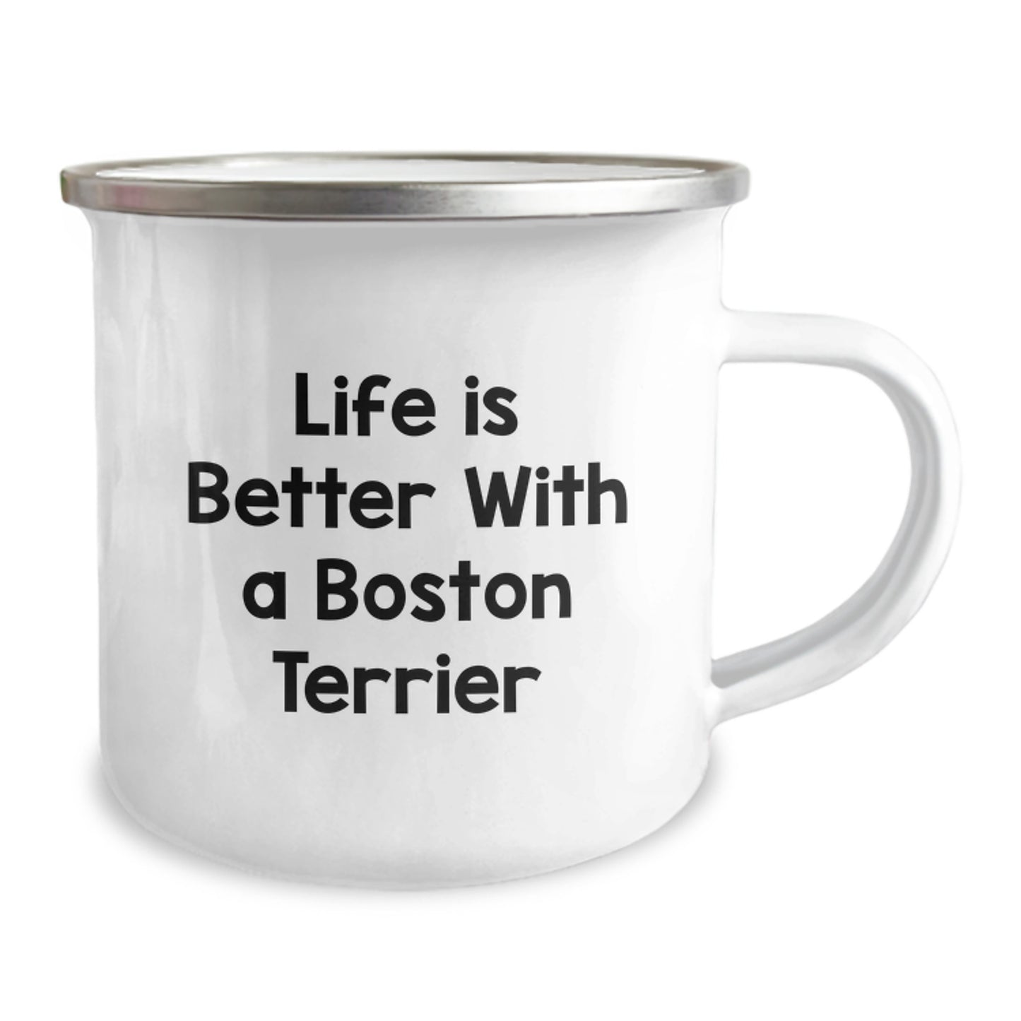 Boston Terrier Dog Lovers Gifts from Friends for Graduation, Camping Mug with Funny Quote 'Life Is Better With A Boston Terrier' - Image 2