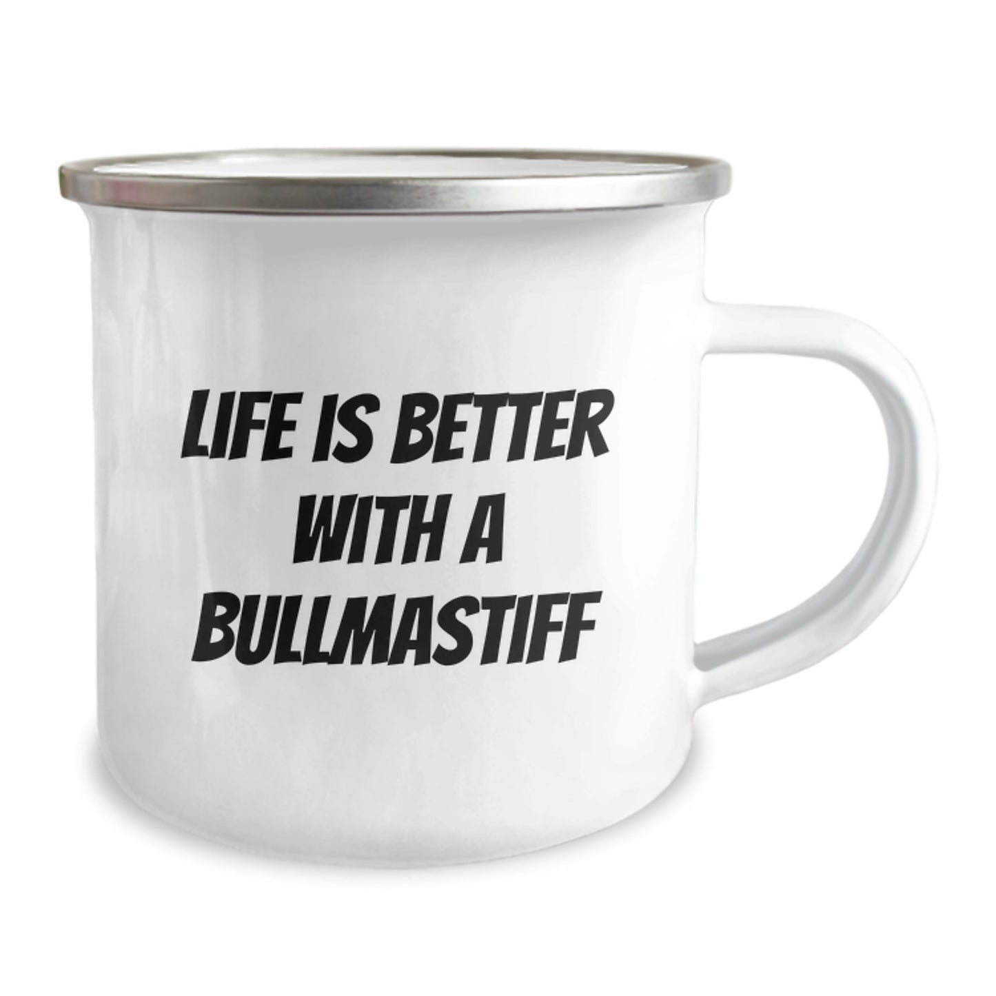 Bullmastiff Dog Lover Gifts from Mom for Graduation, Funny Quote 'Life Is Better With A Bullmastiff', 12 oz Camping Mug - Image 2