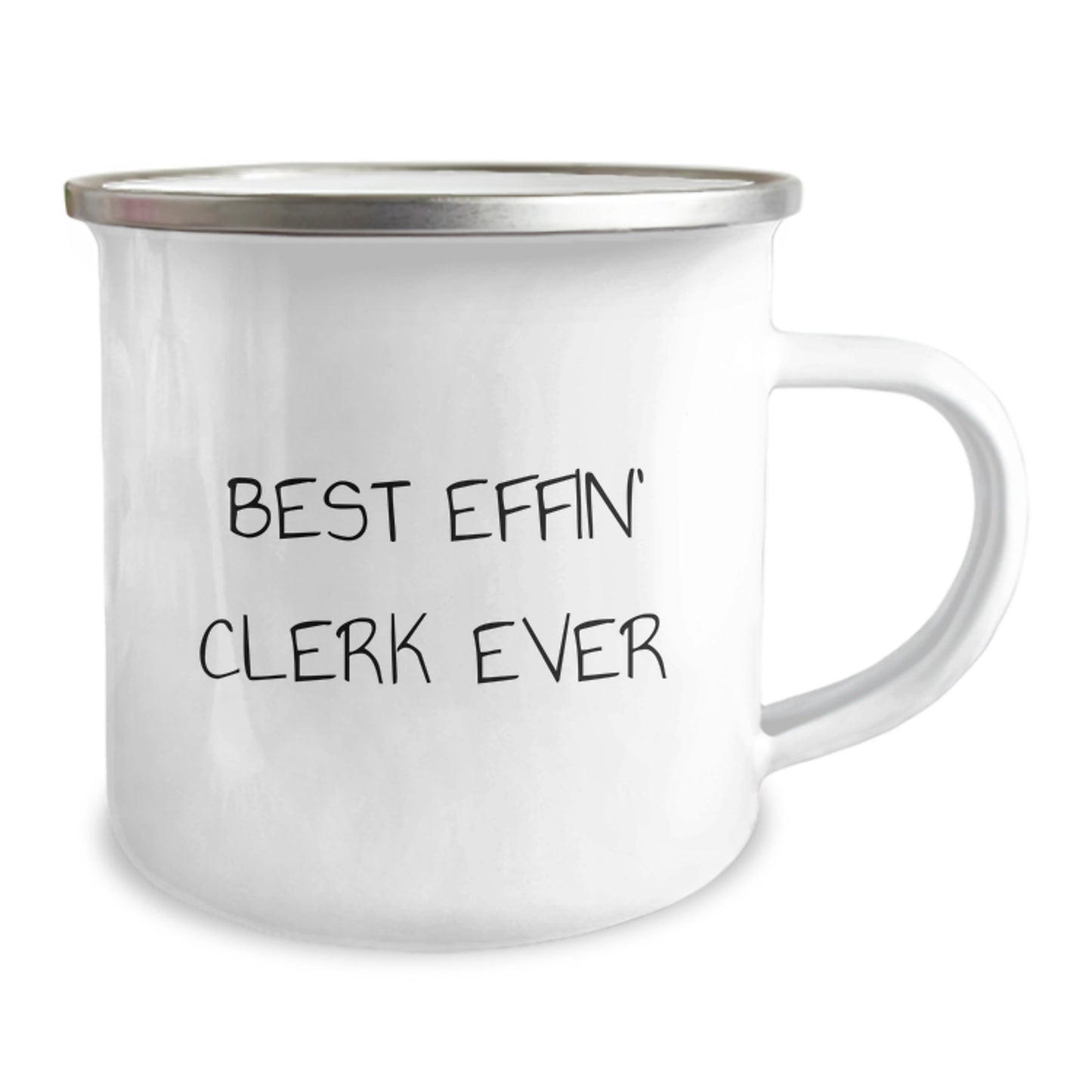 Funny Clerk Gifts for Men - Best Effin' Clerk Ever Camping Mug for Graduation Unique Gifts from Friends, Coworkers, Family to Clerk, Men - 12 oz Stainless Steel with Enamel Finish - Image 2