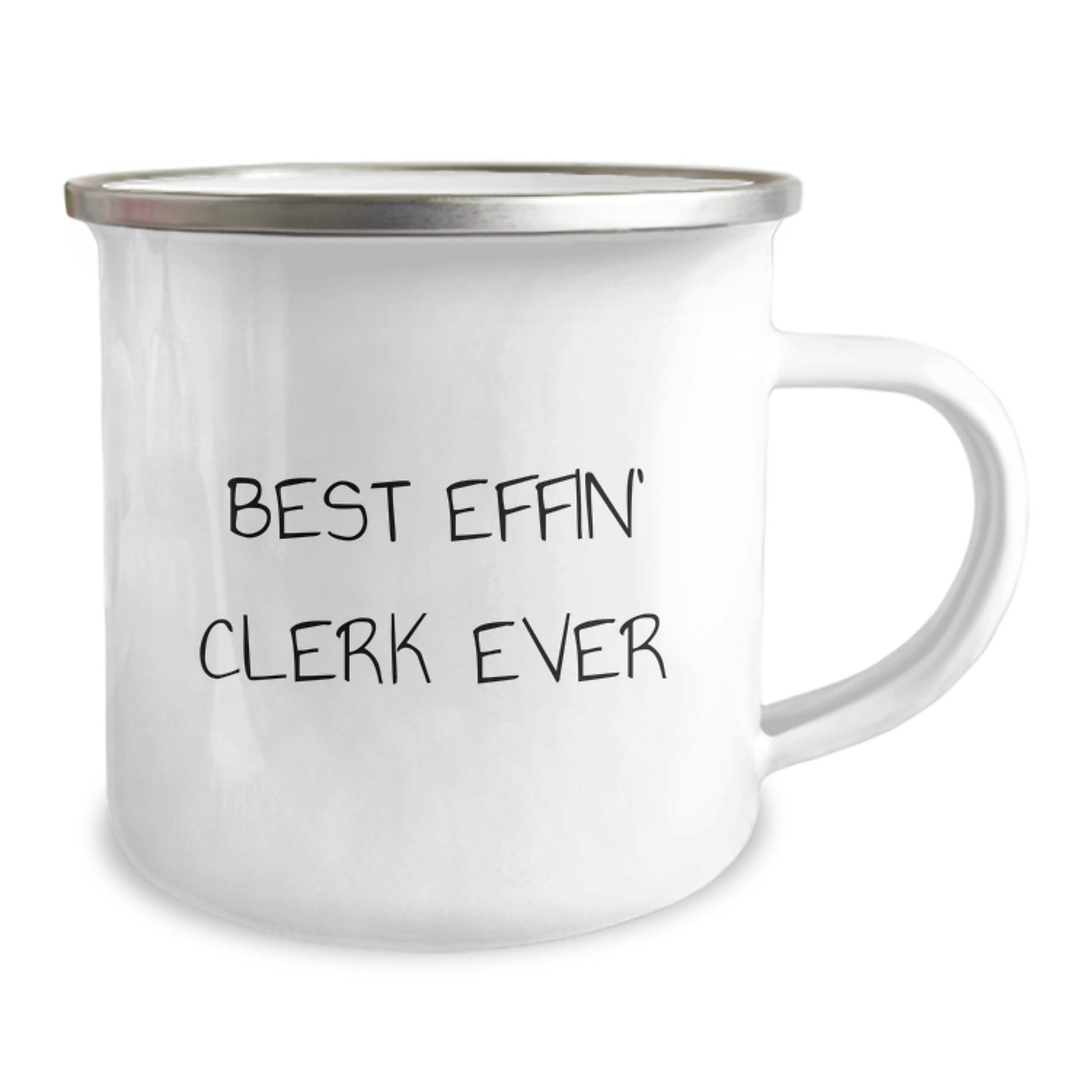 Funny Clerk Gifts for Men - Best Effin' Clerk Ever Camping Mug for Graduation Unique Gifts from Friends, Coworkers, Family to Clerk, Men - 12 oz Stainless Steel with Enamel Finish - Image 2