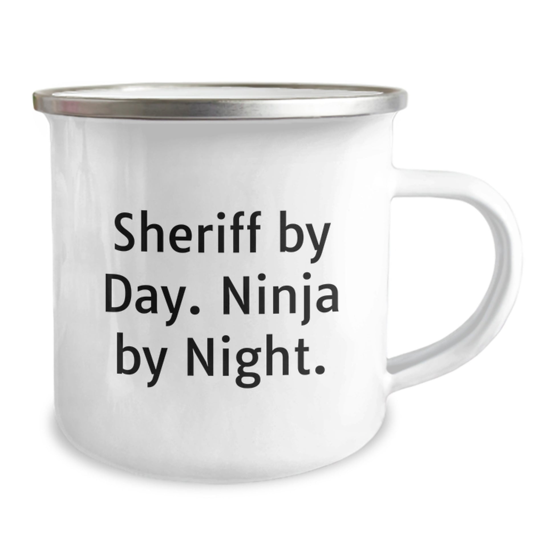 Sheriff's Camping Mug - Funny Quote 'Sheriff By Day. Ninja By Night.' - Birthday Unique Gifts from Friends - Image 2