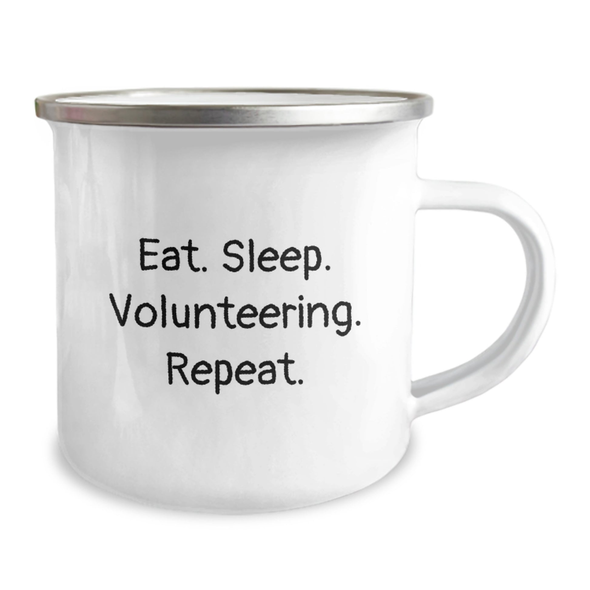 Funny Volunteering Gifts Ideas for Men Women Friends Coworkers Family - 'Eat. Sleep. Volunteering. Repeat.' Camping Mug for Christmas - Stainless Steel 12 oz Capacity - Image 2